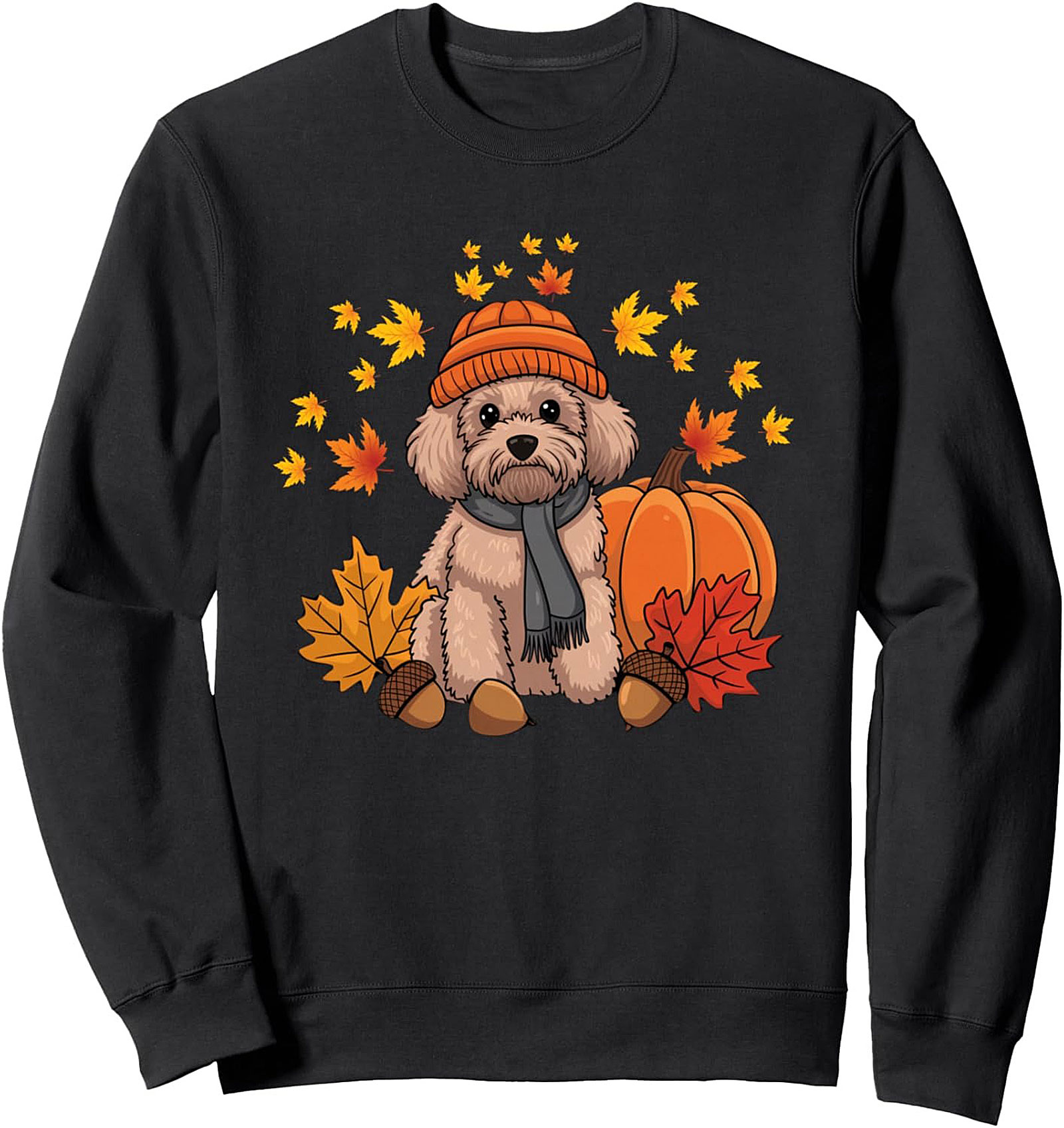 Autumn Pup Beanie Dog Lover Crewneck Sweatshirt