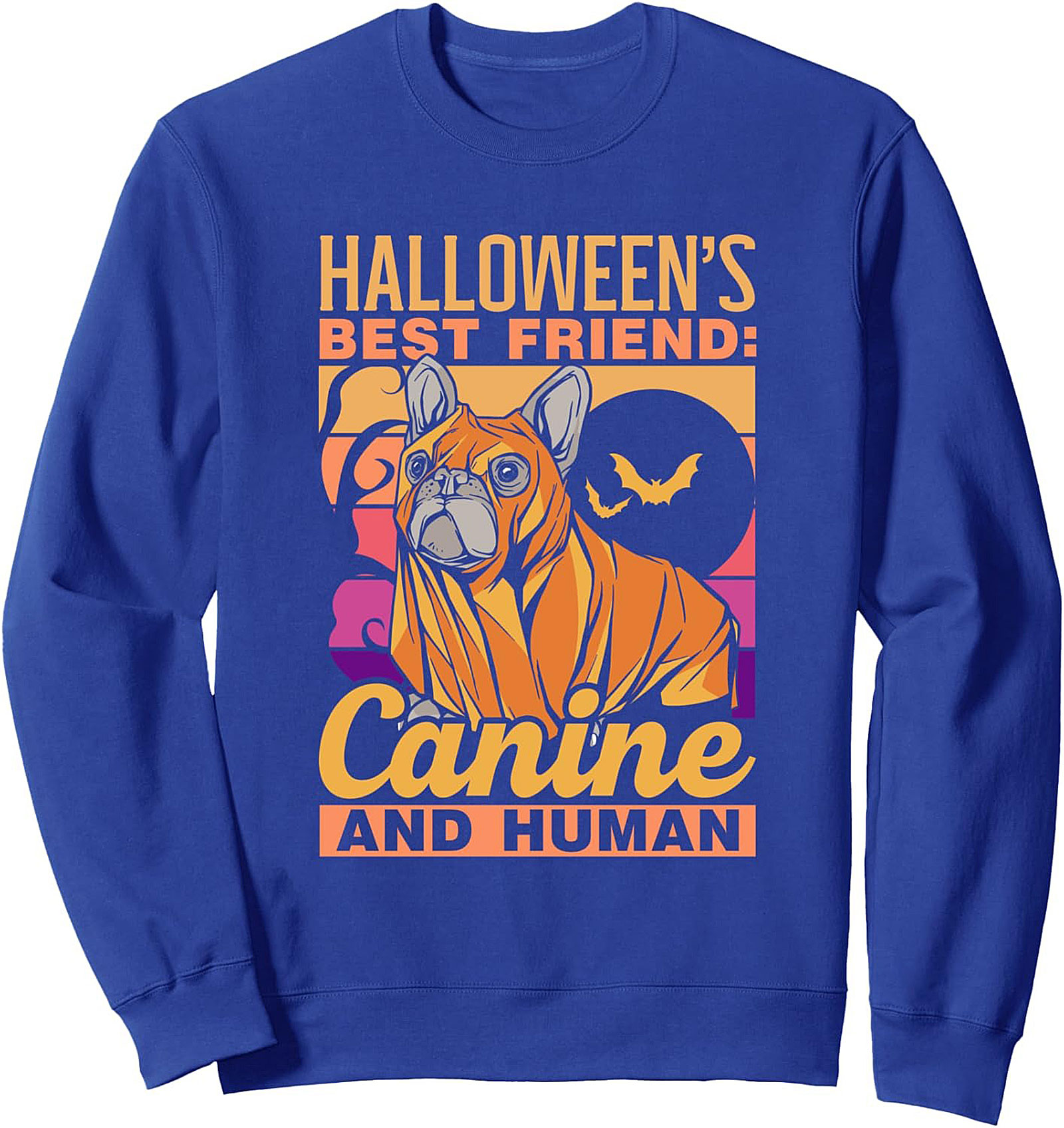 French Bulldog Halloween Crewneck Sweatshirt | Canine & Human Best Friend Retro Pullover