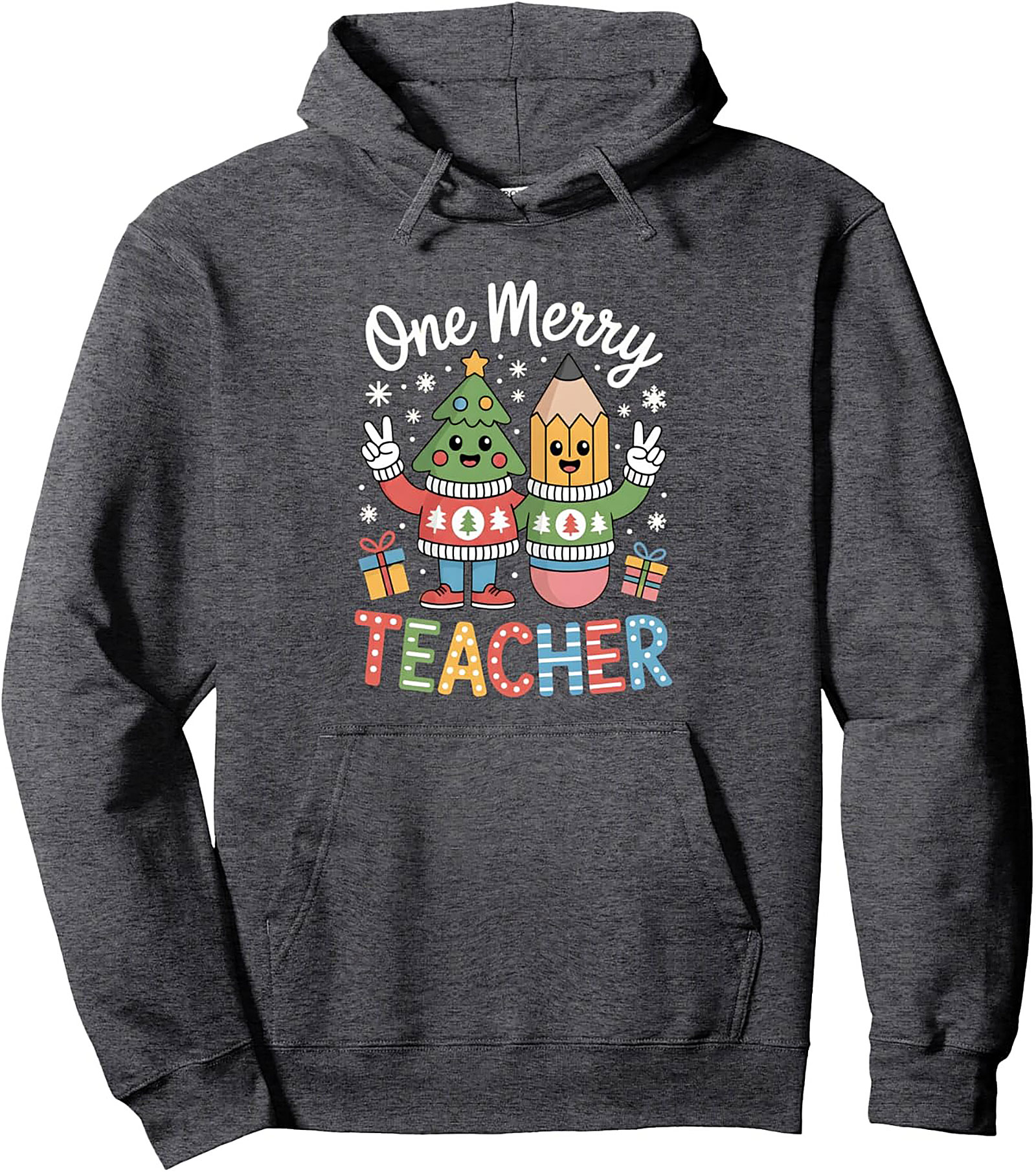 Merry Teacher Pullover Hoodie Cute Christmas Gift Idea