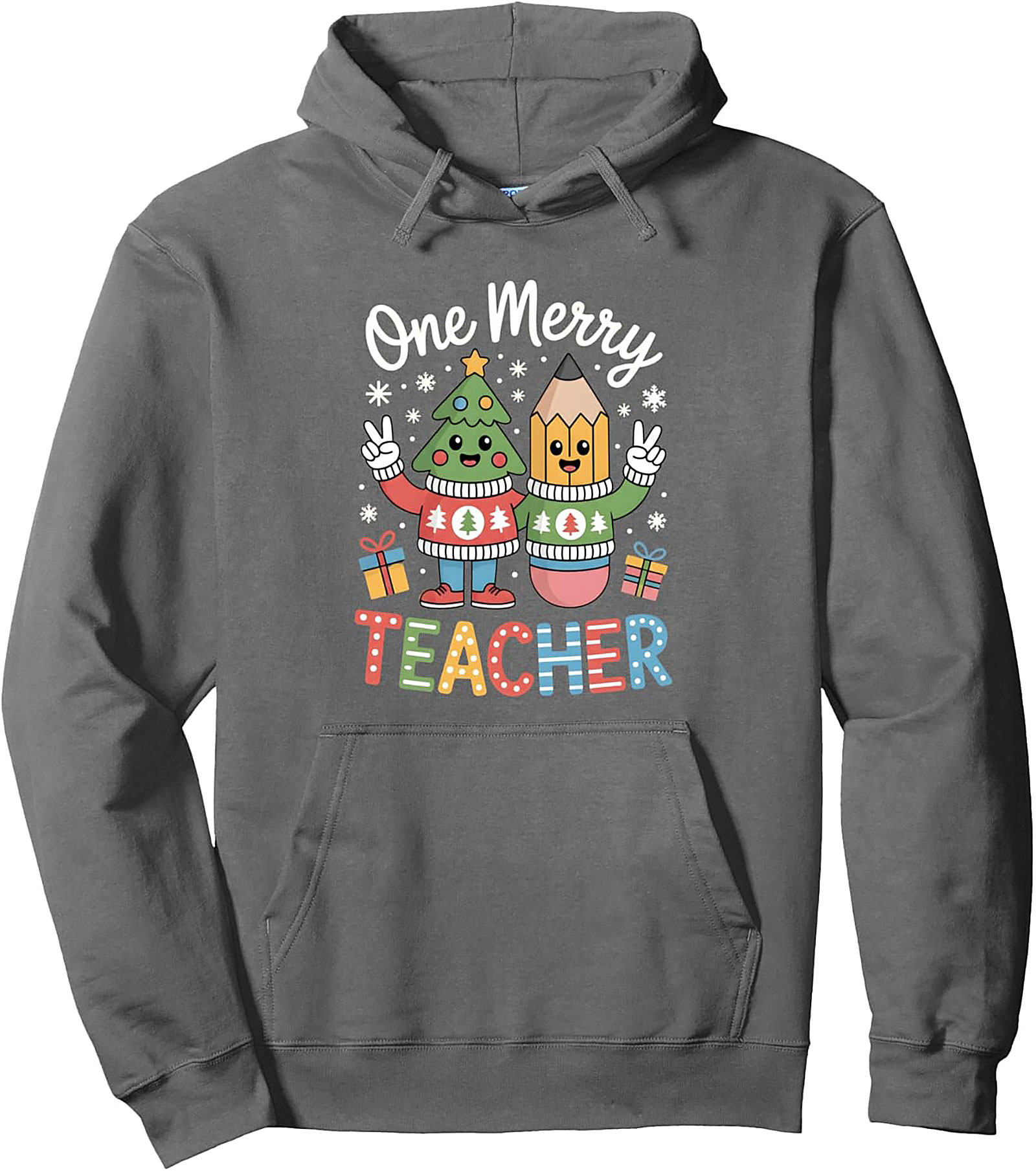 Merry Teacher Pullover Hoodie Cute Christmas Gift Idea