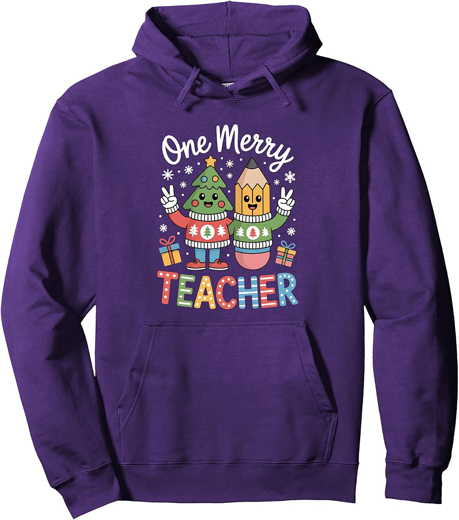 Merry Teacher Pullover Hoodie Cute Christmas Gift Idea