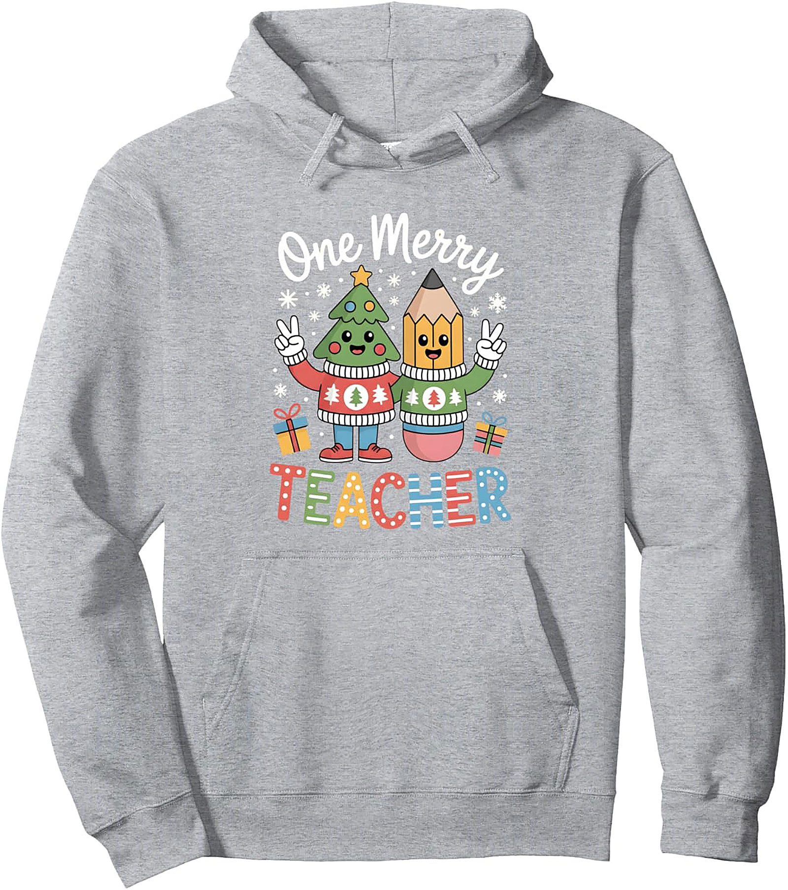Merry Teacher Pullover Hoodie Cute Christmas Gift Idea