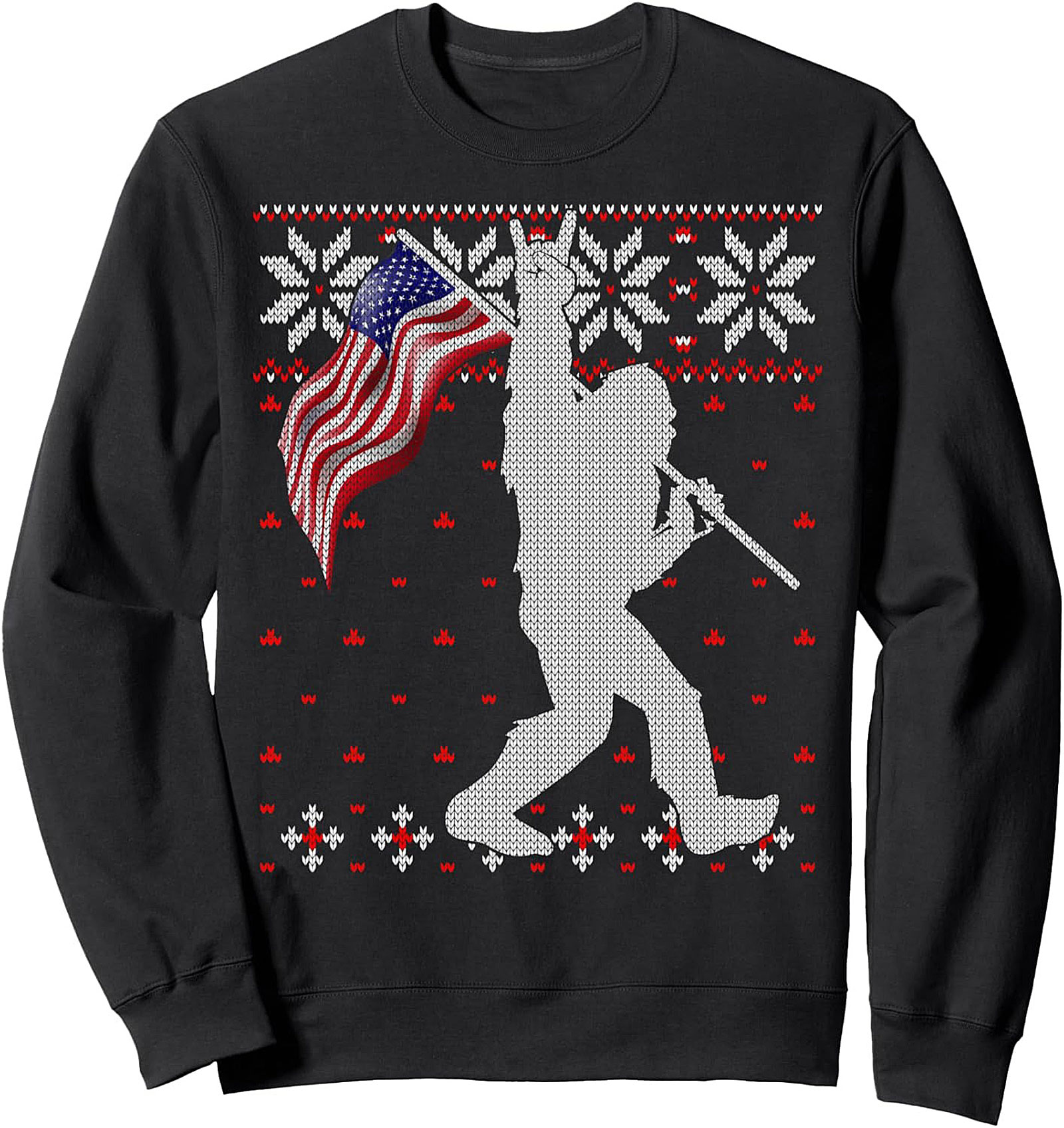 Patriotic Bigfoot Ugly Christmas Crewneck Sweatshirt
