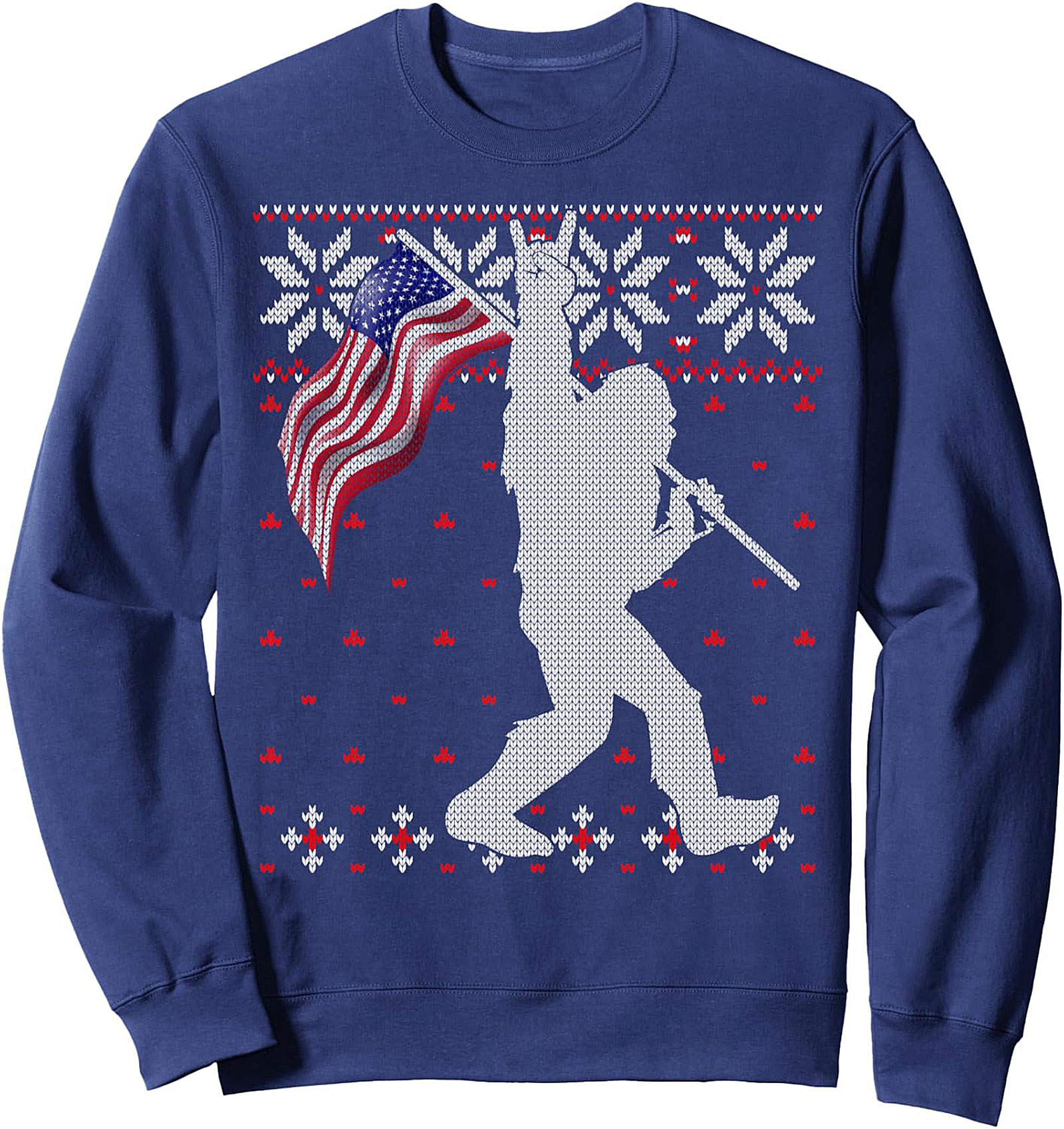 Patriotic Bigfoot Ugly Christmas Crewneck Sweatshirt