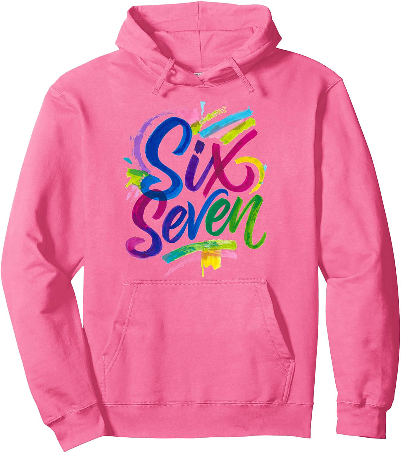 Retro Neon Six Seven Pullover Hoodie 80s Graphic