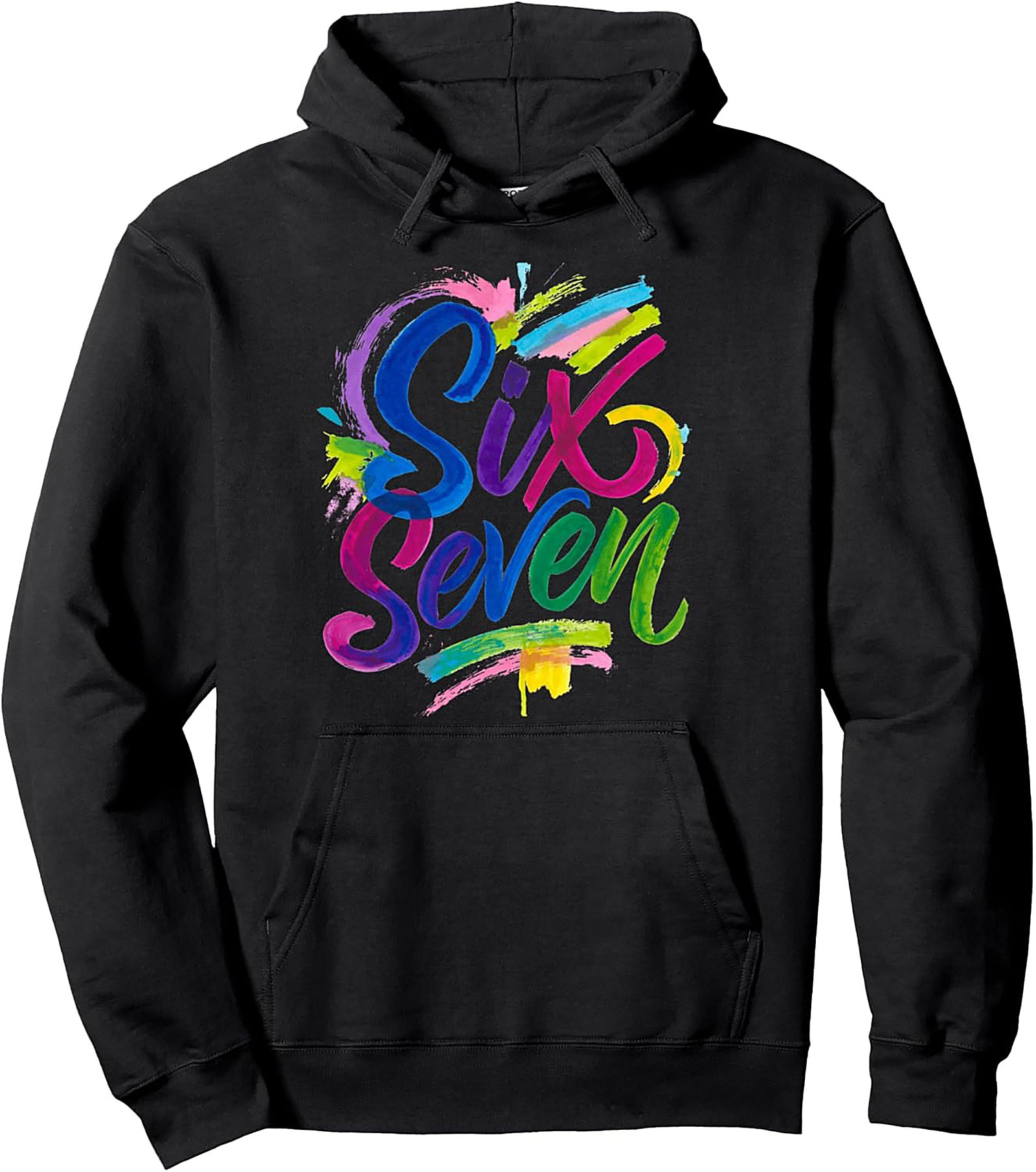Retro Neon Six Seven Pullover Hoodie 80s Graphic