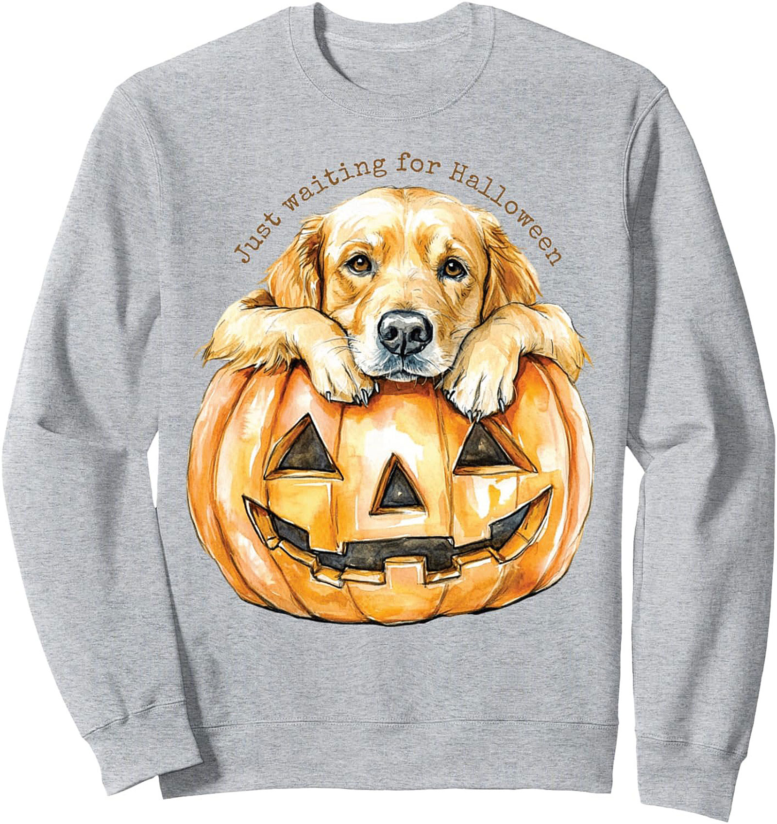 Golden Retriever Halloween Crewneck Sweatshirt | Just Waiting For Fall Pullover