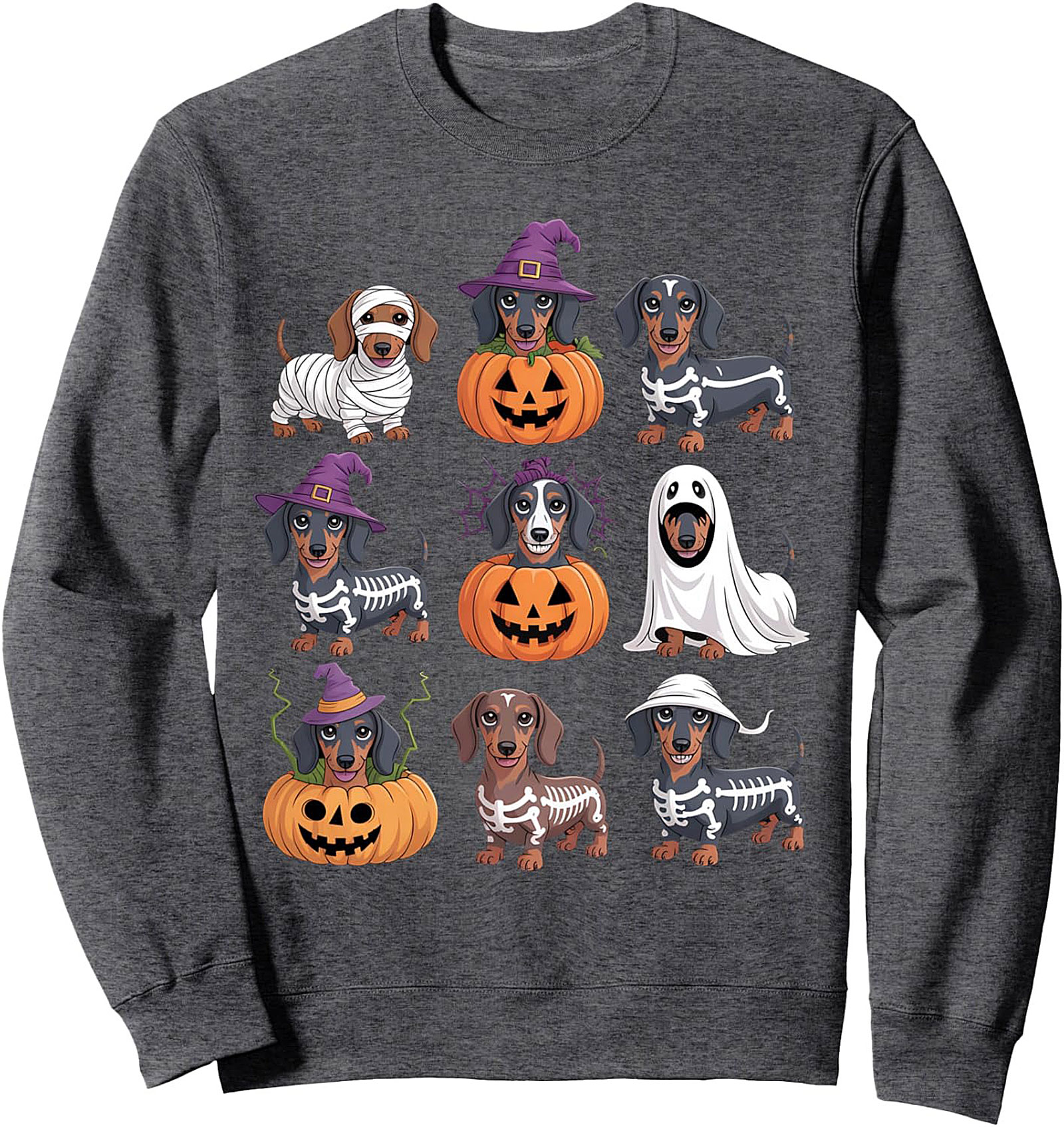 Dachshund Halloween Crewneck Sweatshirt: Wiener Dog Spooky Costume Party