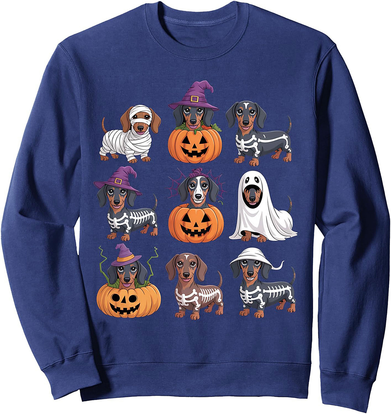 Dachshund Halloween Crewneck Sweatshirt: Wiener Dog Spooky Costume Party