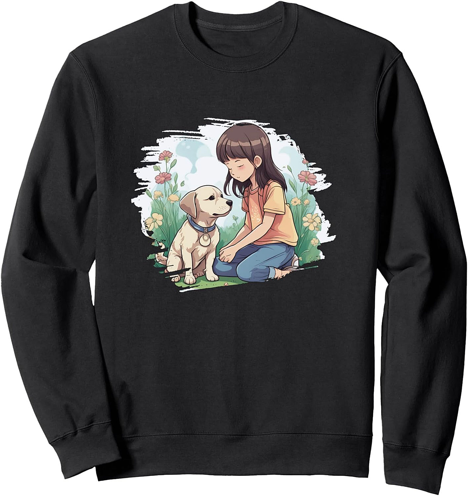 The Best Friend Anime Style Dog Lover Graphic Sweatshirt