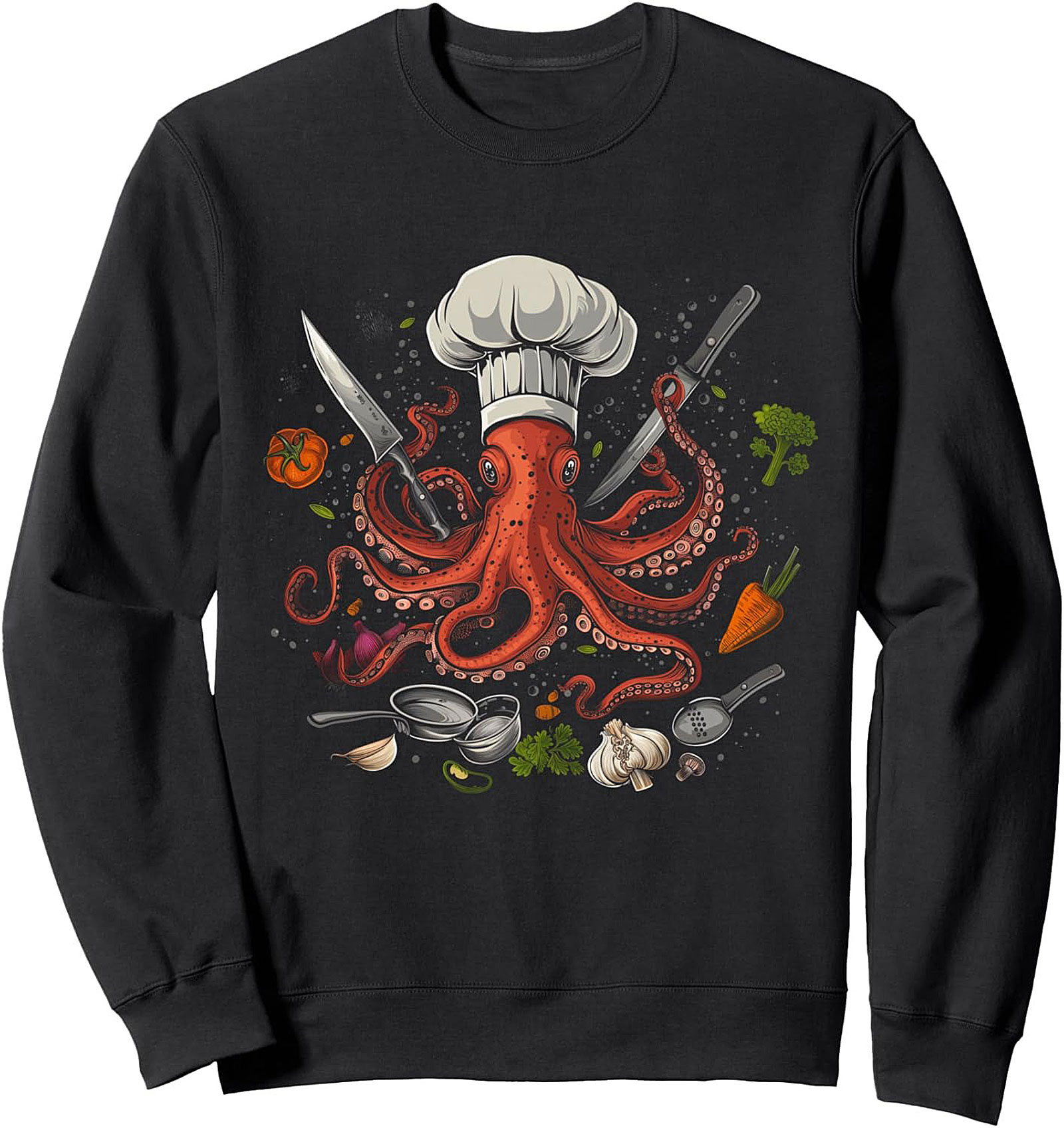 Octopus Chef T-Shirt Funny Cooking Graphic Tee Unisex