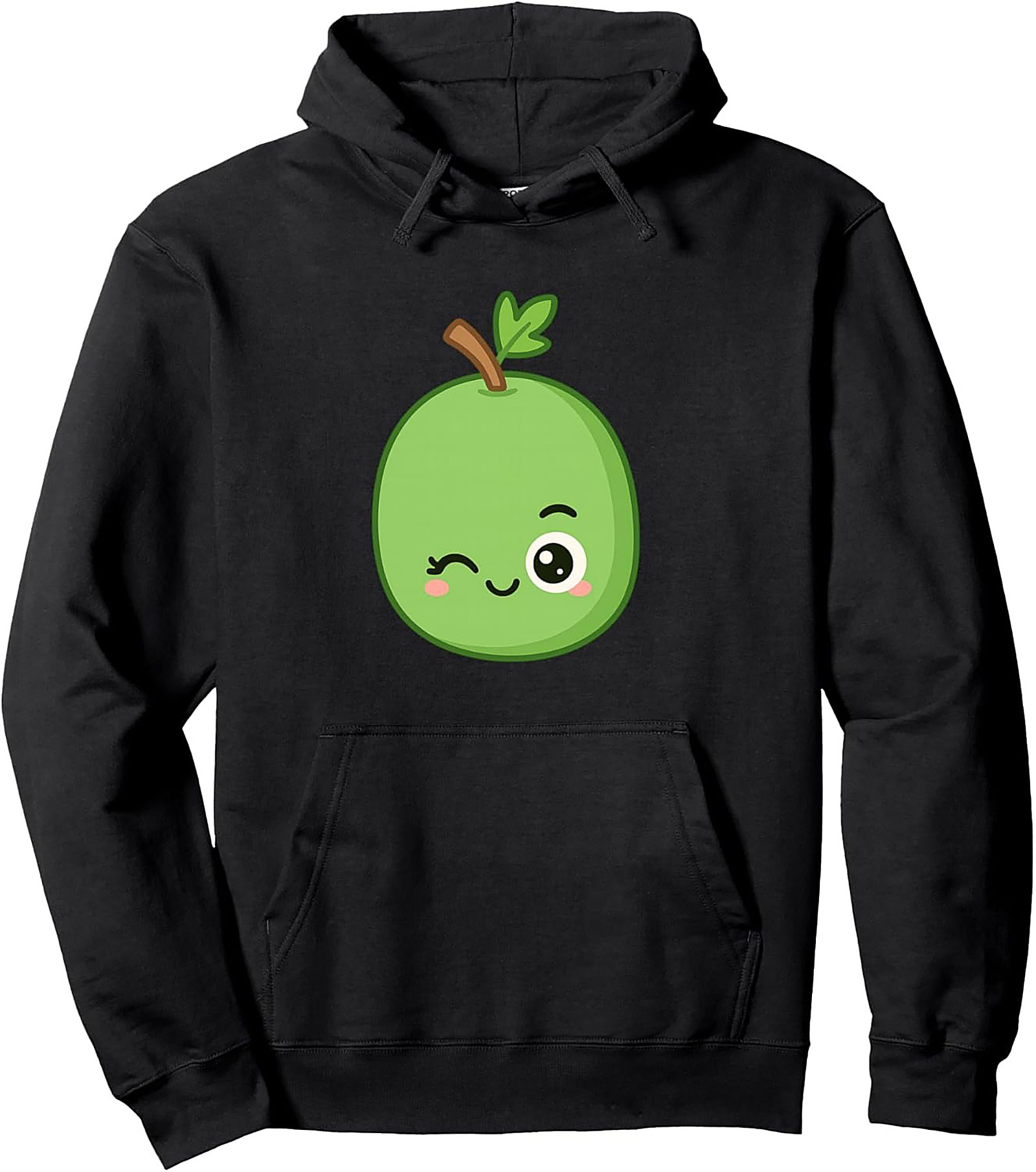 Kawaii Winking Lime Graphic Hoodie Cozy Pullover