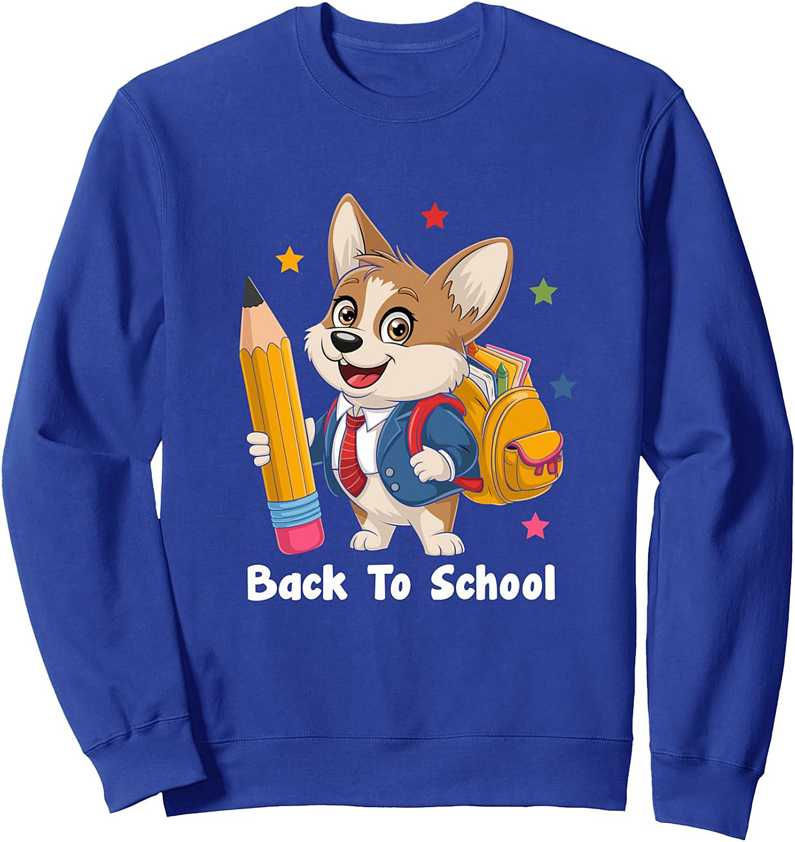 The Happy Corgi Back to School Crewneck Sweatshirt | Cute Dog Pullover