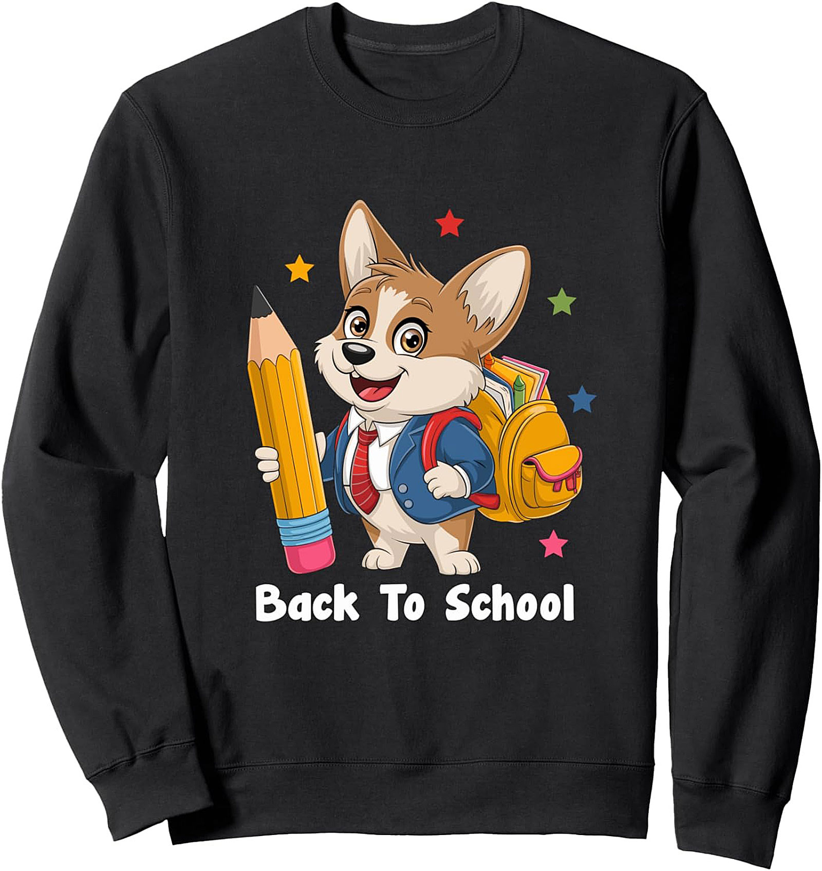 The Happy Corgi Back to School Crewneck Sweatshirt | Cute Dog Pullover