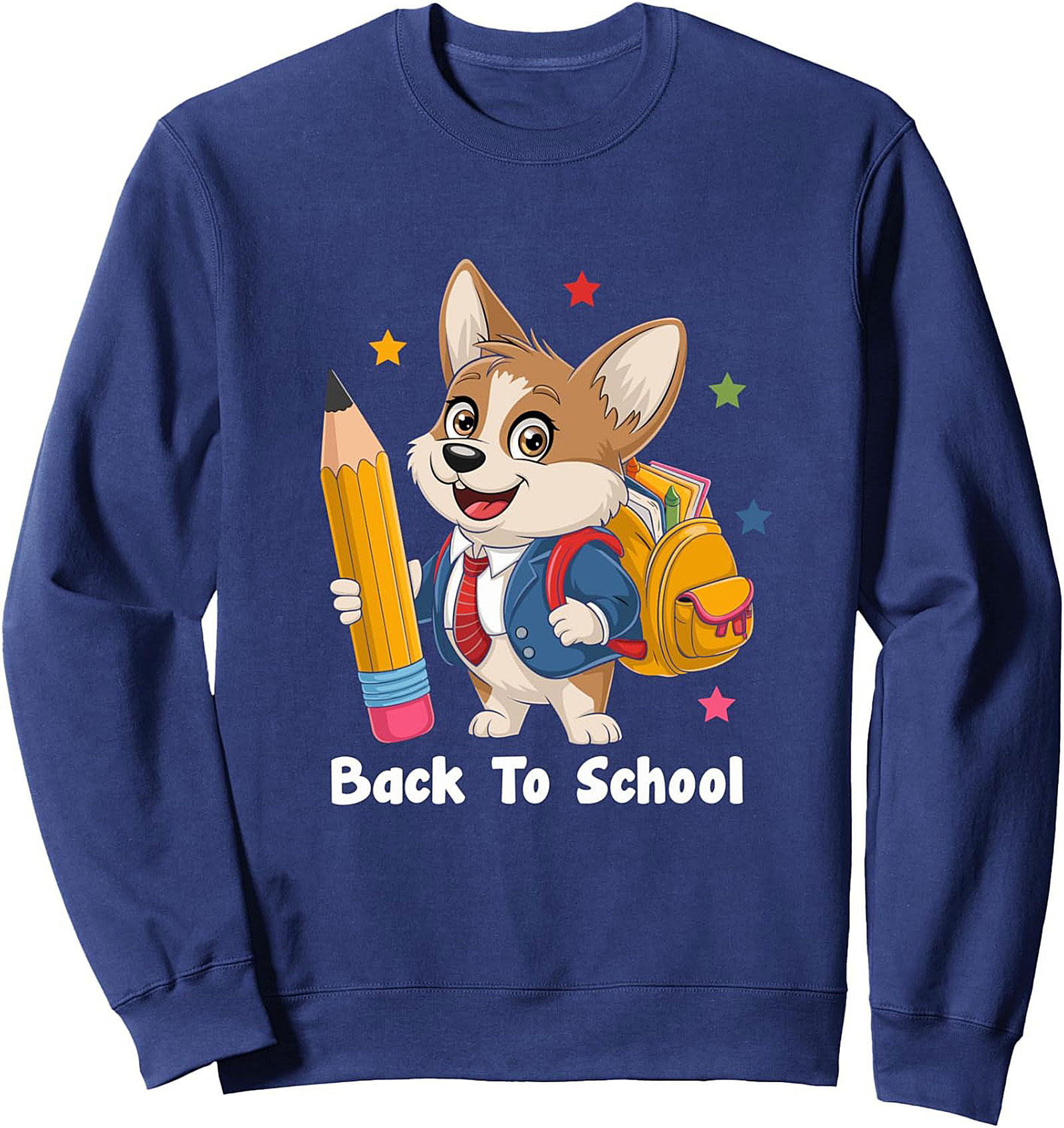 The Happy Corgi Back to School Crewneck Sweatshirt | Cute Dog Pullover