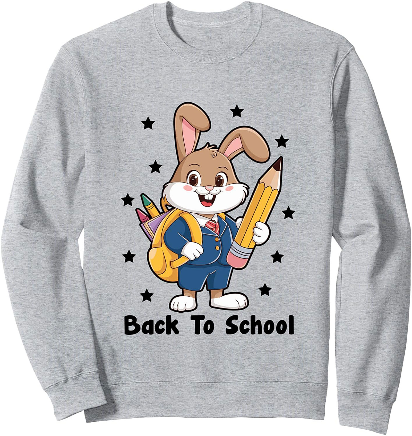 Back To School Rabbit Crewneck Sweatshirt | Cute Student Bunny Pullover