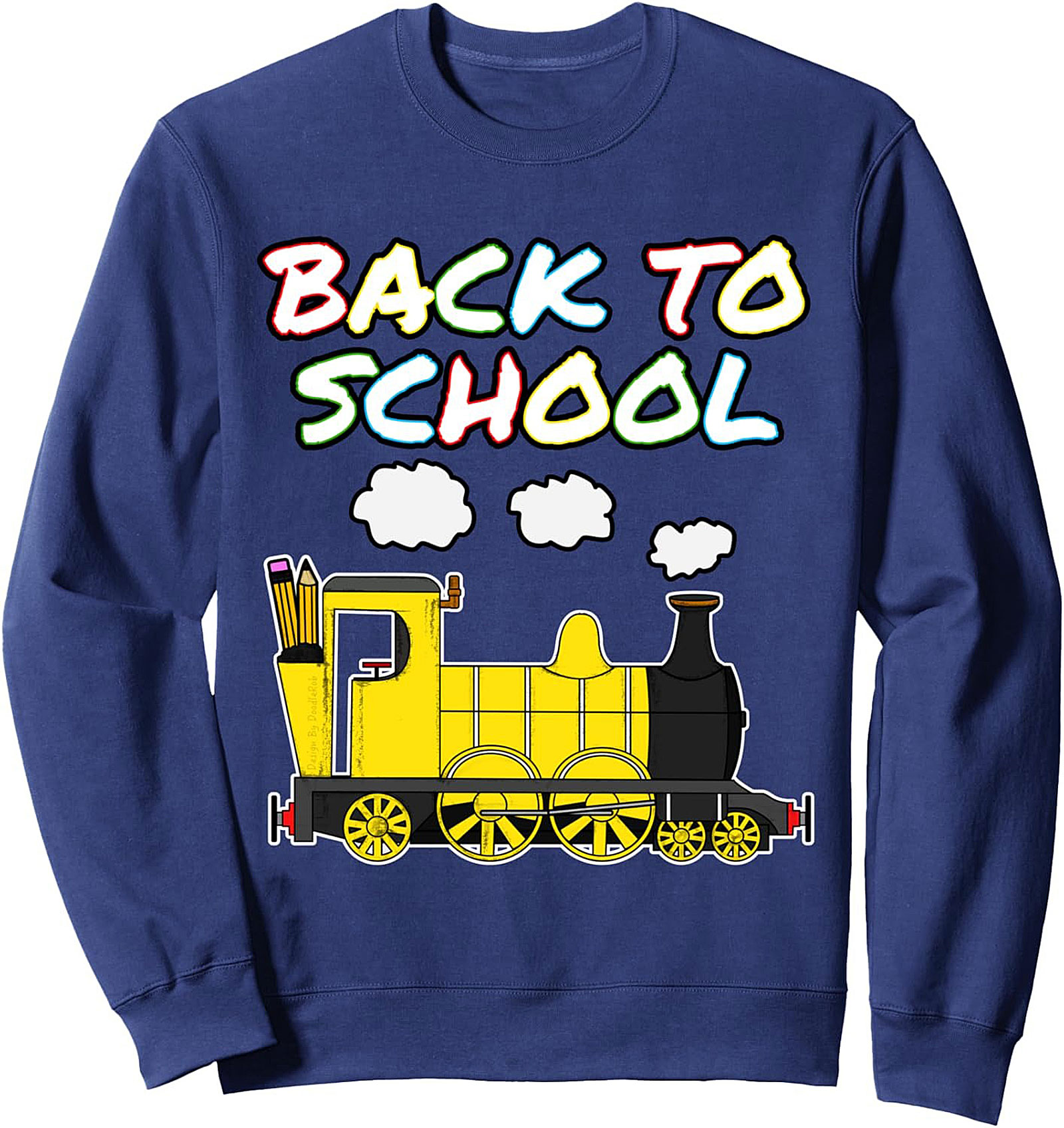 Back To School Train Crewneck Sweatshirt | Classic Yellow Locomotive Pullover