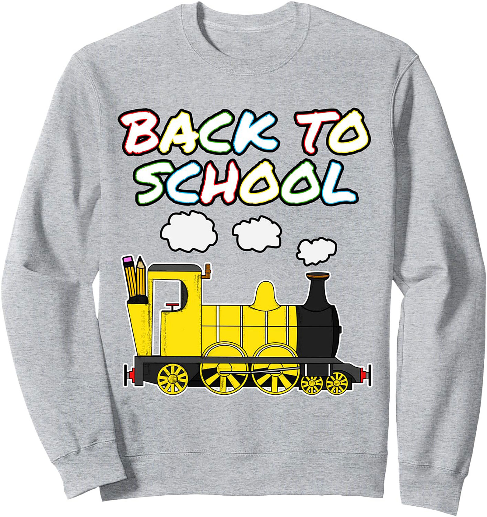 Back To School Train Crewneck Sweatshirt | Classic Yellow Locomotive Pullover
