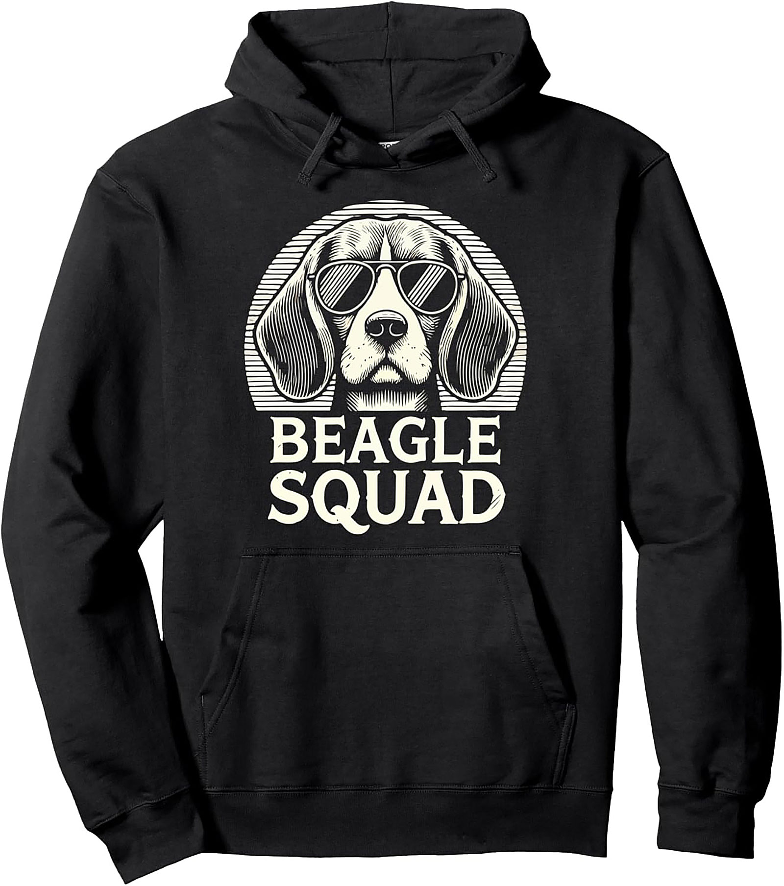 Beagle Squad Pullover Hoodie | Cool Beagle Dog Sunglasses Graphic Hoodie
