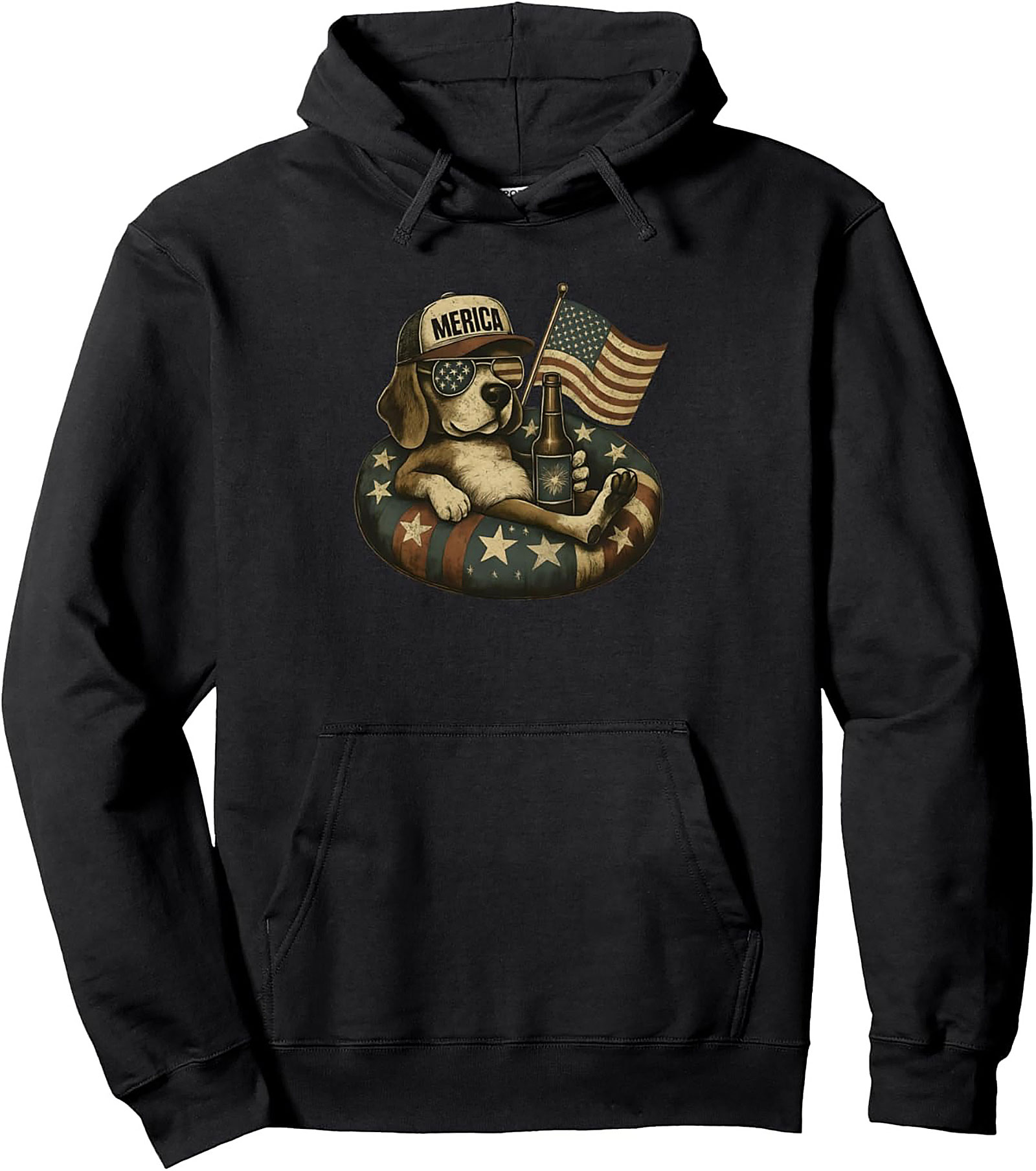 The Merica Beagle: Patriotic Dog Graphic Pullover Hoodie