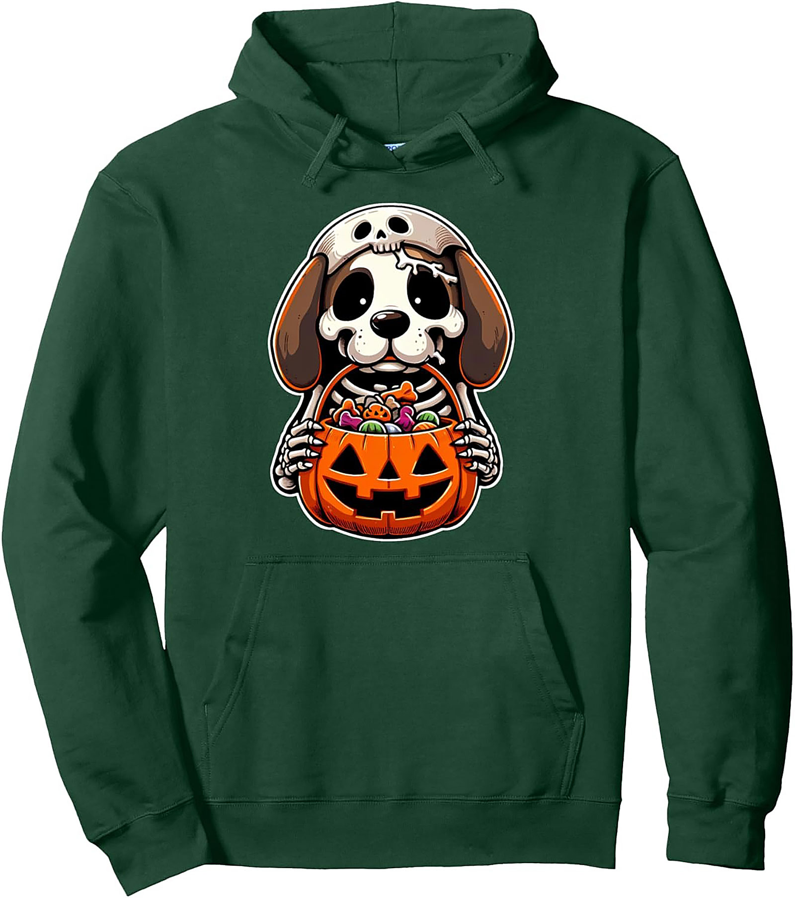 Spooky Cute Halloween Dog Skeleton Pullover Hoodie