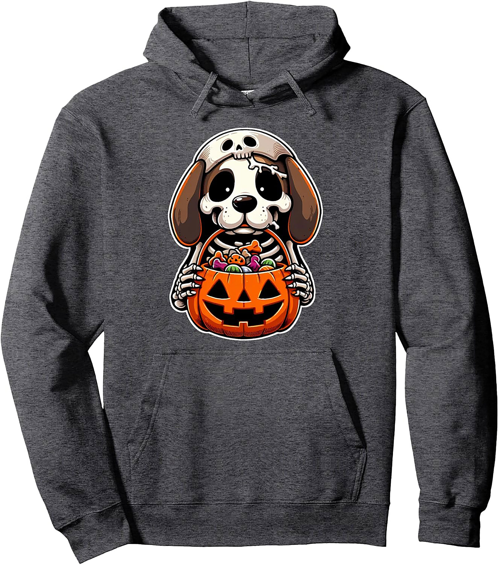 Spooky Cute Halloween Dog Skeleton Pullover Hoodie