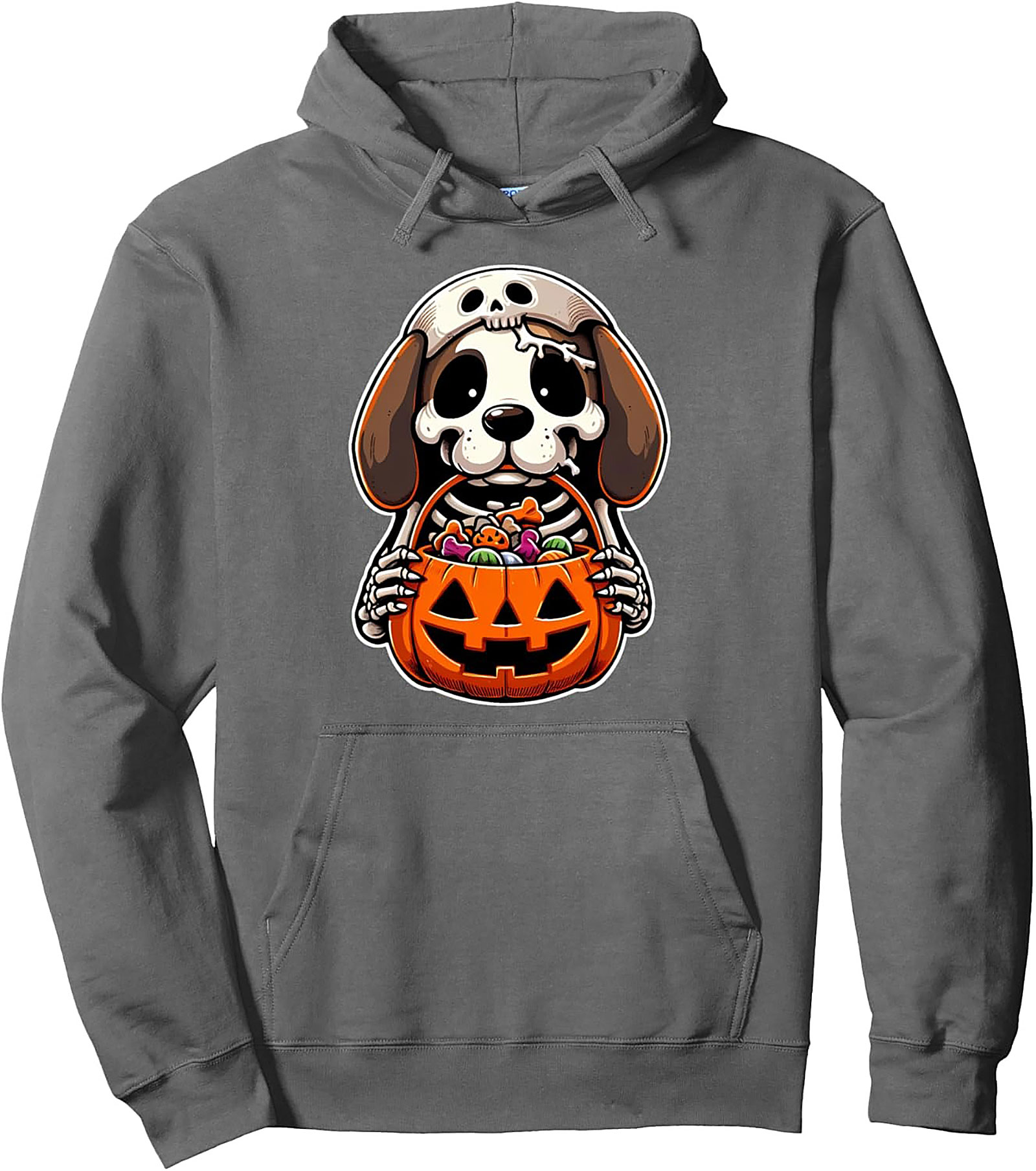 Spooky Cute Halloween Dog Skeleton Pullover Hoodie