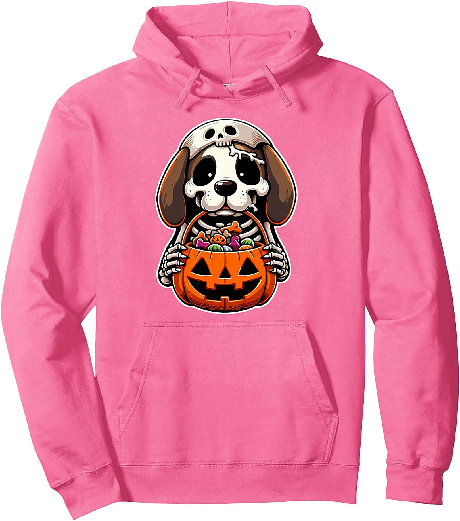 Spooky Cute Halloween Dog Skeleton Pullover Hoodie