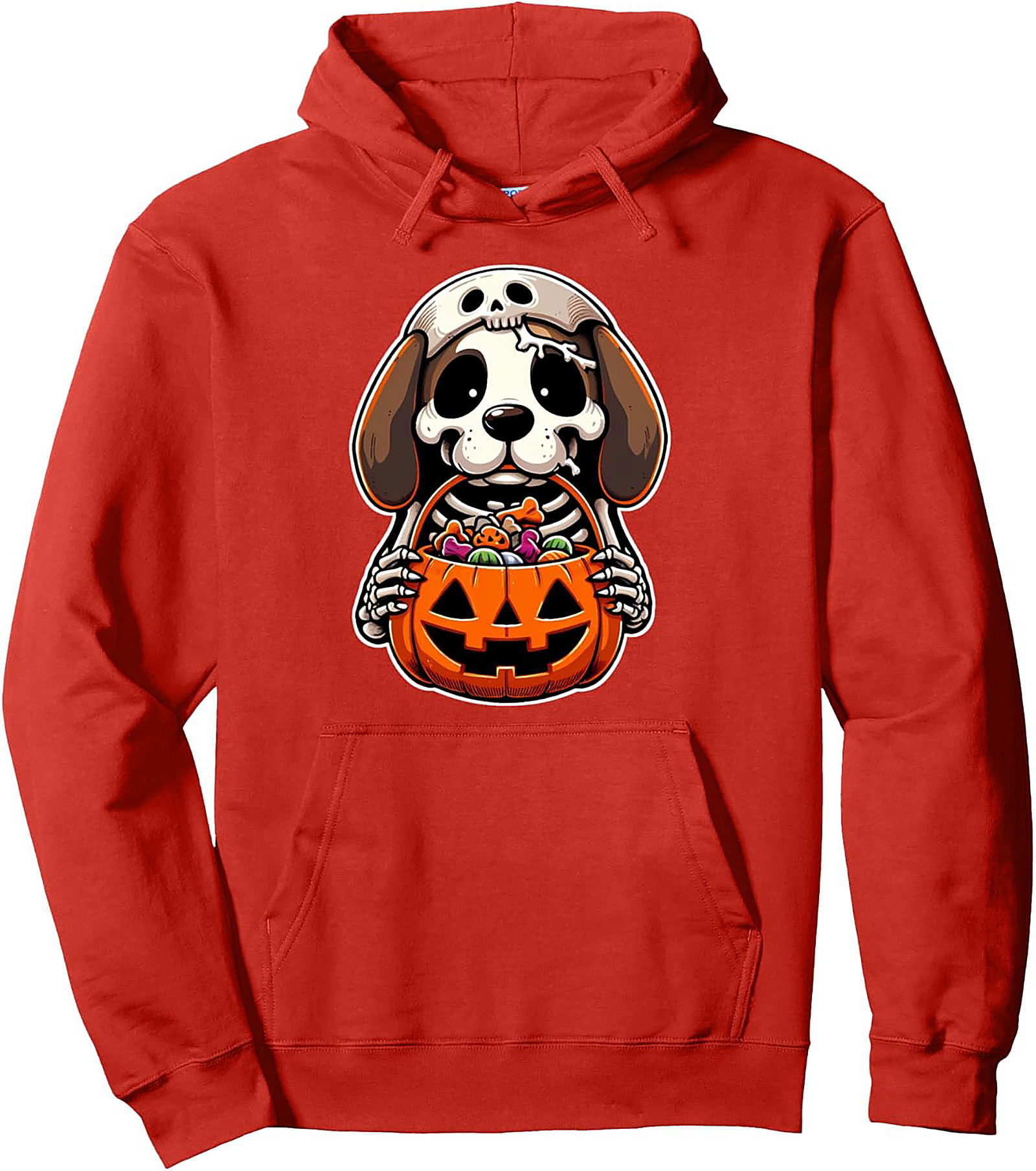 Spooky Cute Halloween Dog Skeleton Pullover Hoodie