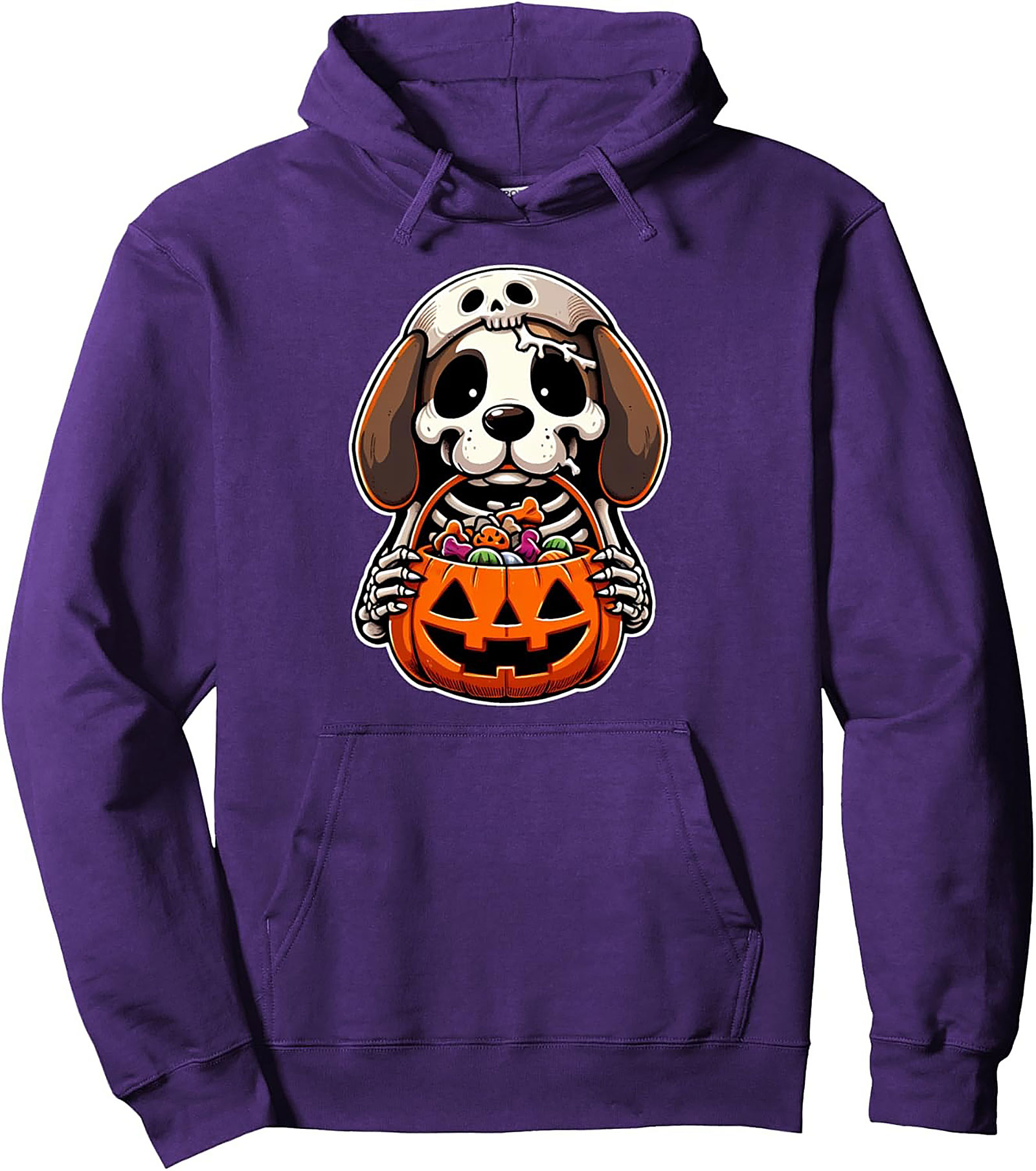 Spooky Cute Halloween Dog Skeleton Pullover Hoodie