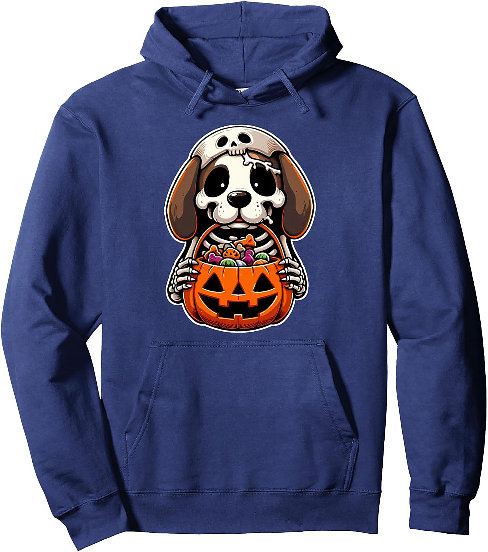 Spooky Cute Halloween Dog Skeleton Pullover Hoodie