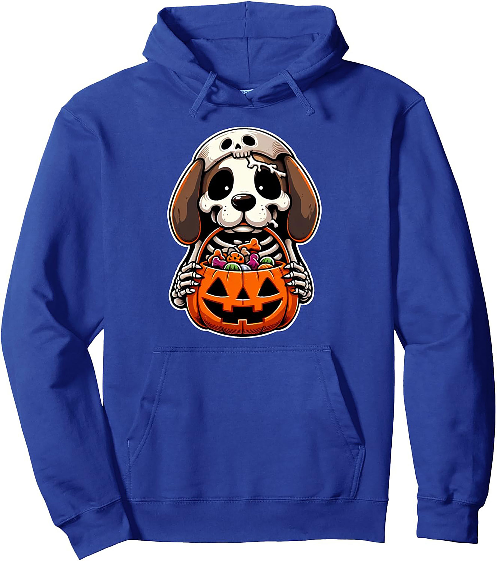 Spooky Cute Halloween Dog Skeleton Pullover Hoodie