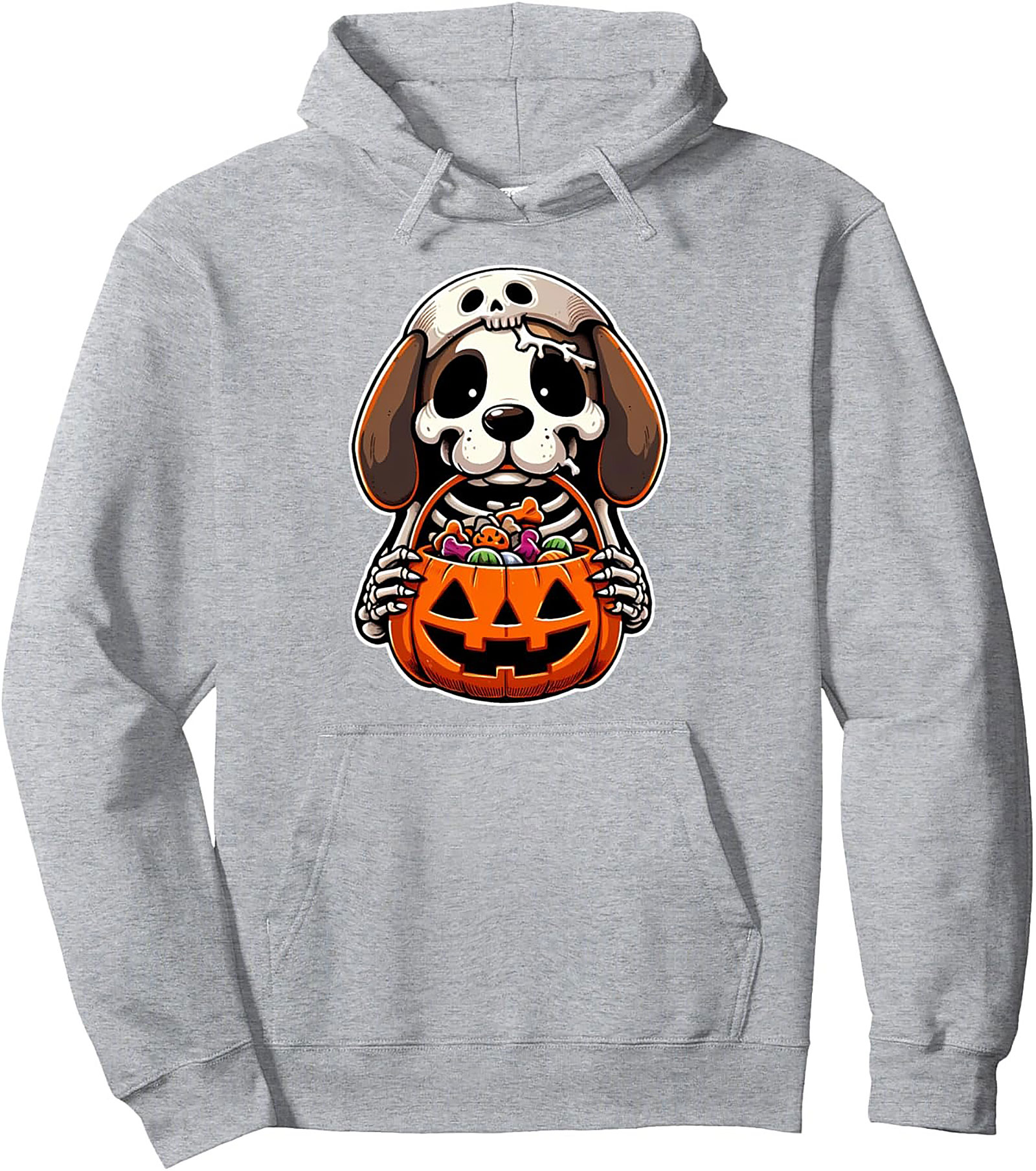 Spooky Cute Halloween Dog Skeleton Pullover Hoodie