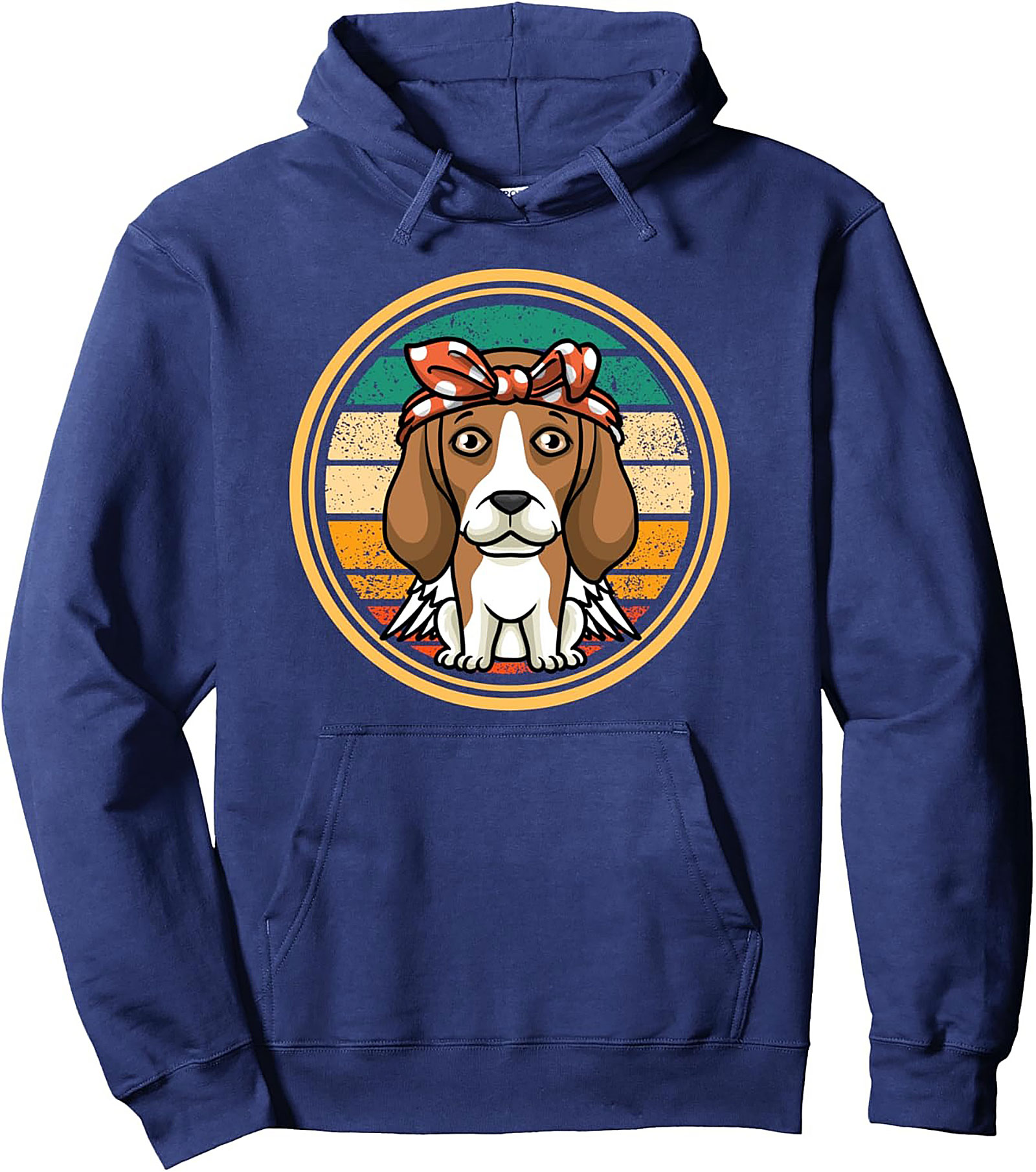 Beagle Mom Vintage Pullover Hoodie – Retro Dog Angel Graphic Hoodie
