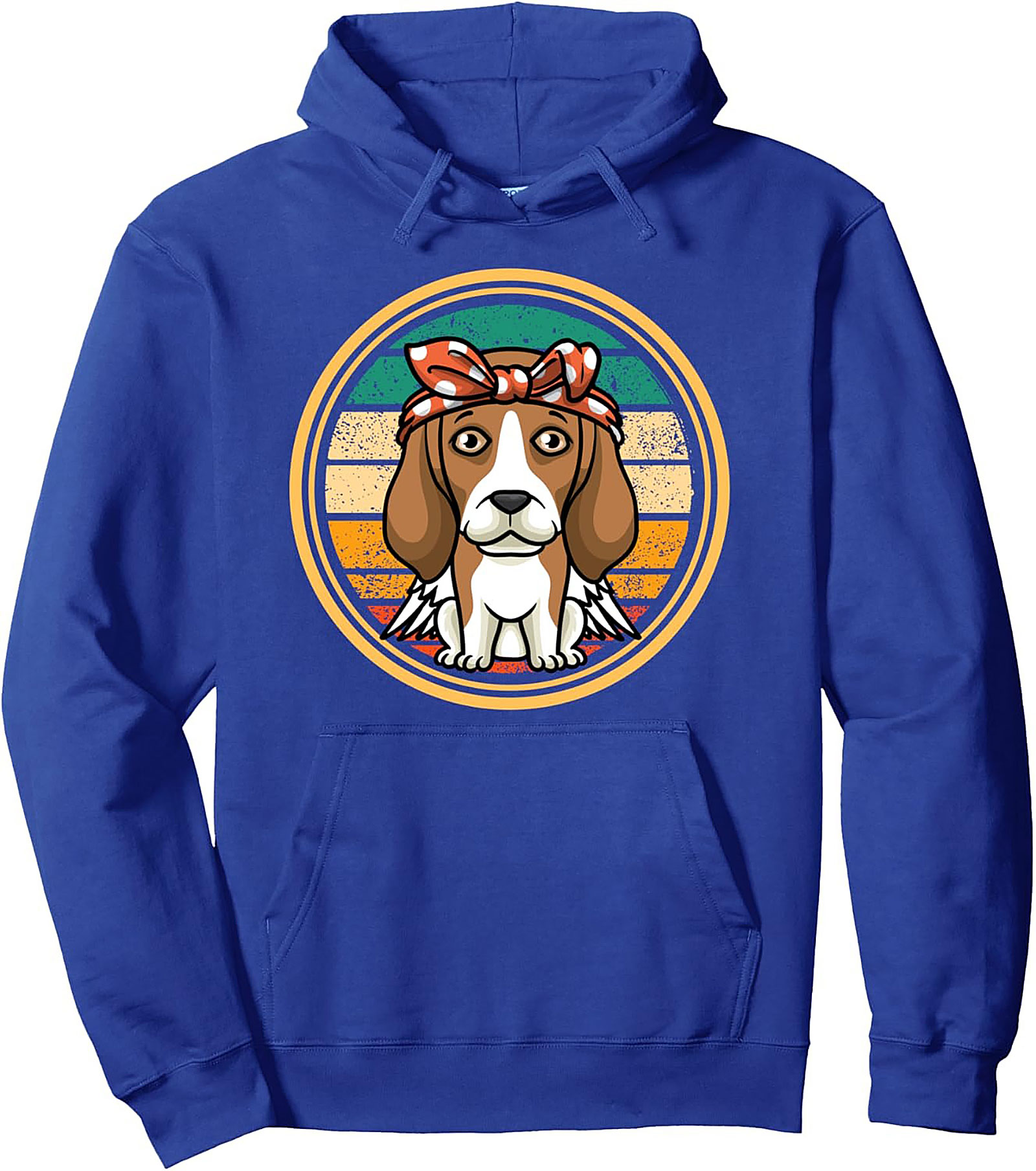 Beagle Mom Vintage Pullover Hoodie – Retro Dog Angel Graphic Hoodie