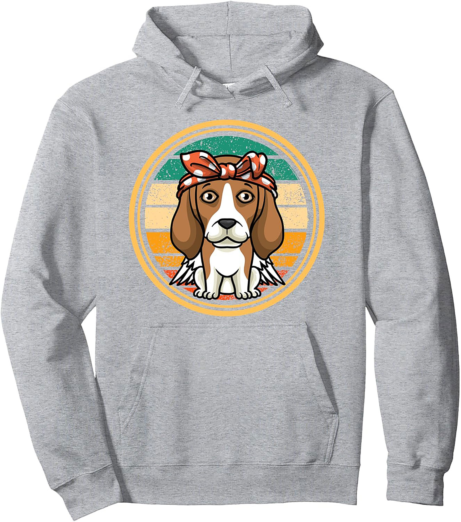 Beagle Mom Vintage Pullover Hoodie – Retro Dog Angel Graphic Hoodie