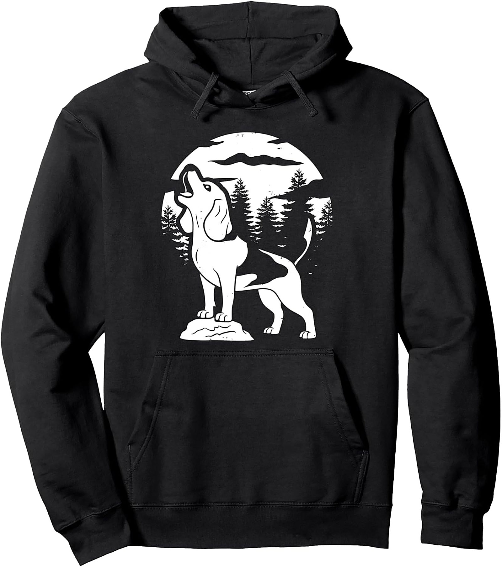 The Night Hunter Beagle Howling Graphic Hoodie