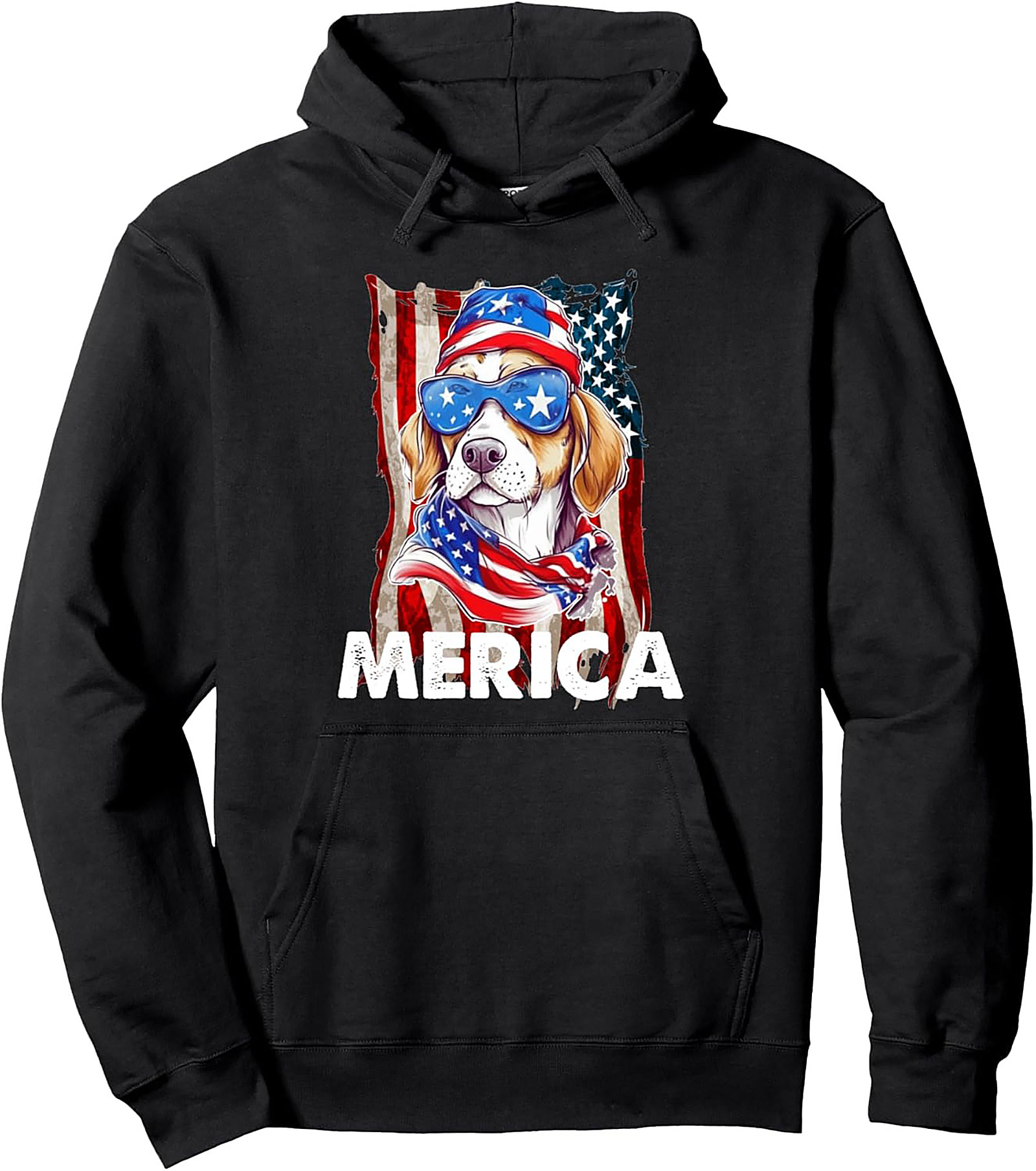 The Merica Patriotic Beagle Graphic Pullover Hoodie