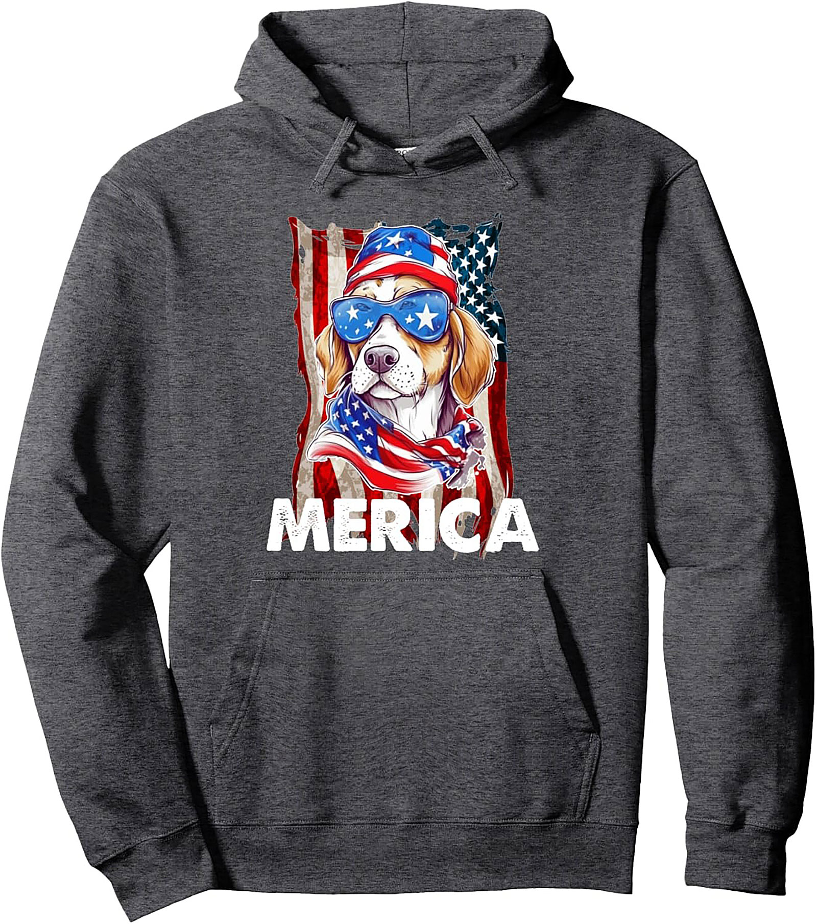 The Merica Patriotic Beagle Graphic Pullover Hoodie