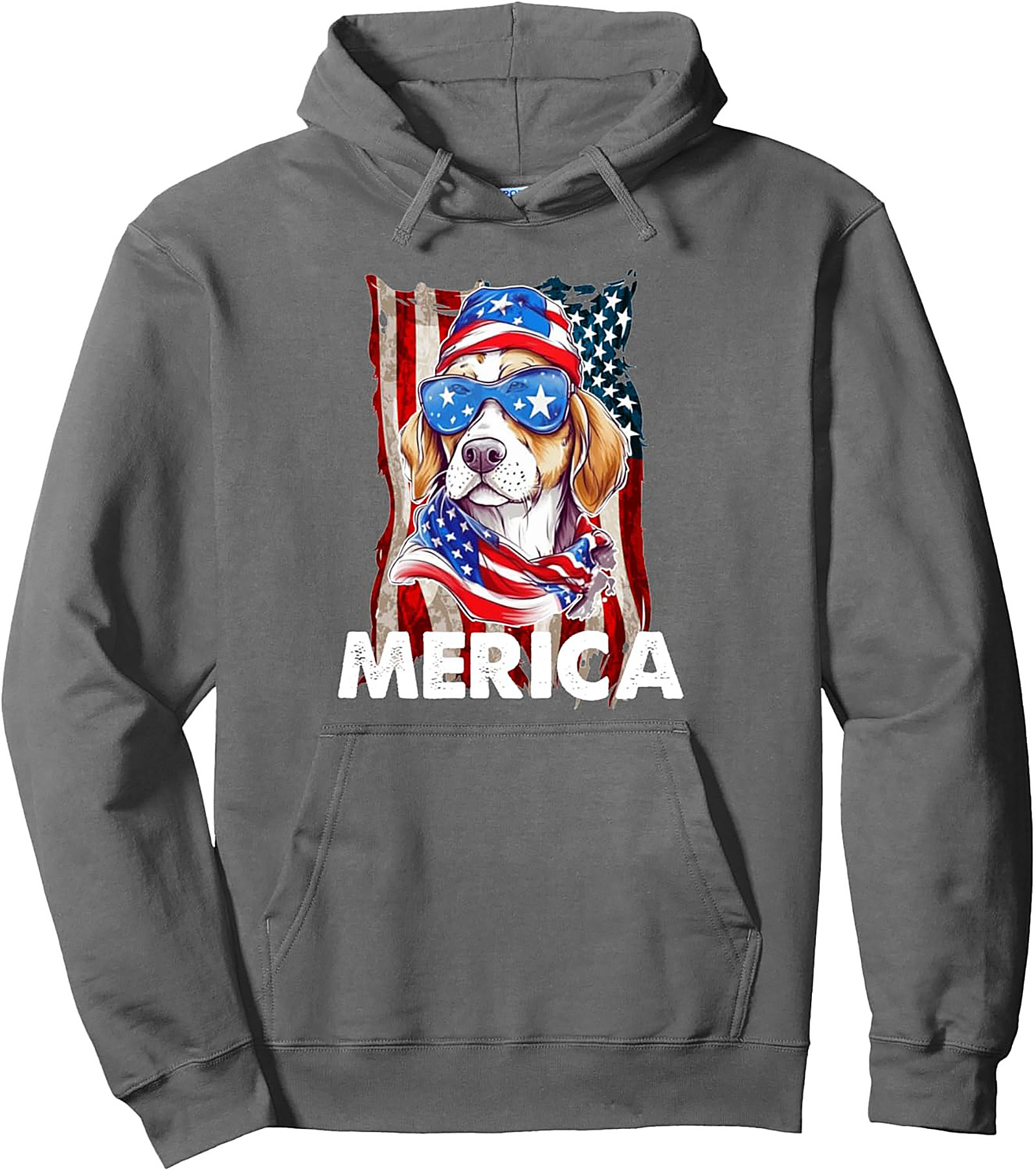 The Merica Patriotic Beagle Graphic Pullover Hoodie