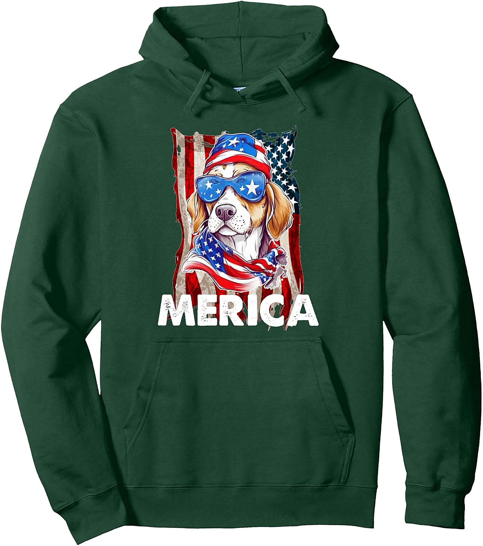 The Merica Patriotic Beagle Graphic Pullover Hoodie