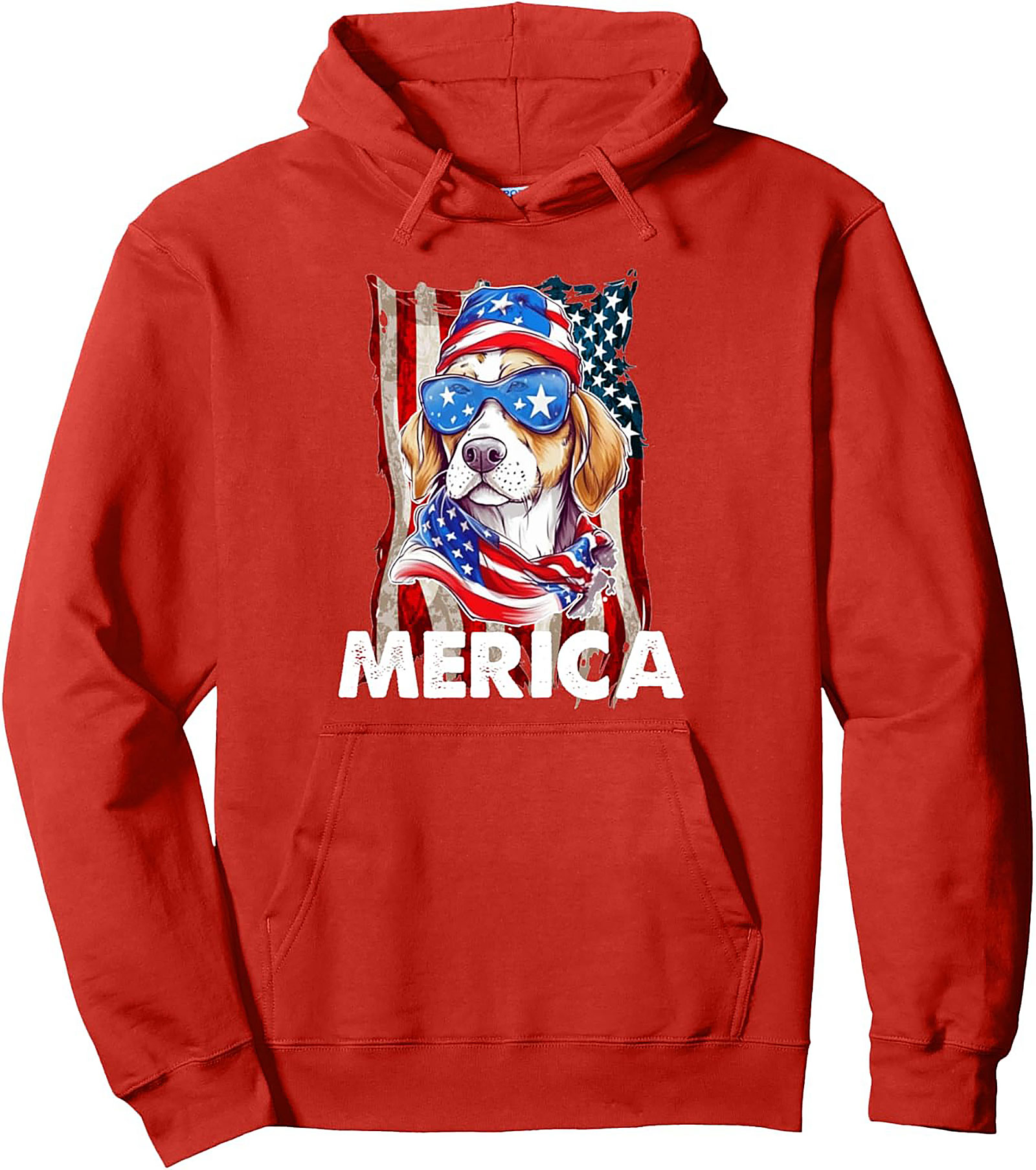 The Merica Patriotic Beagle Graphic Pullover Hoodie