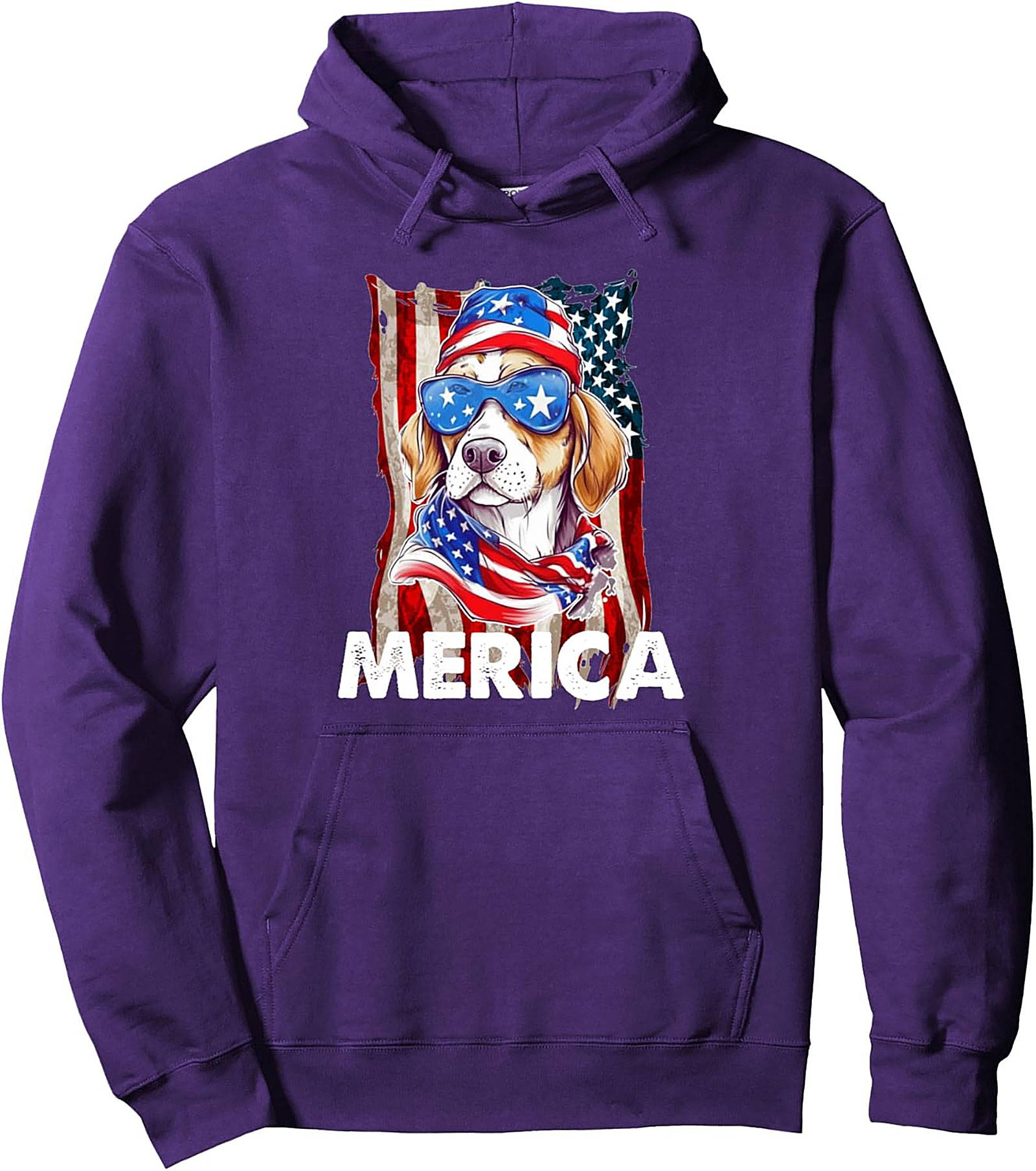 The Merica Patriotic Beagle Graphic Pullover Hoodie