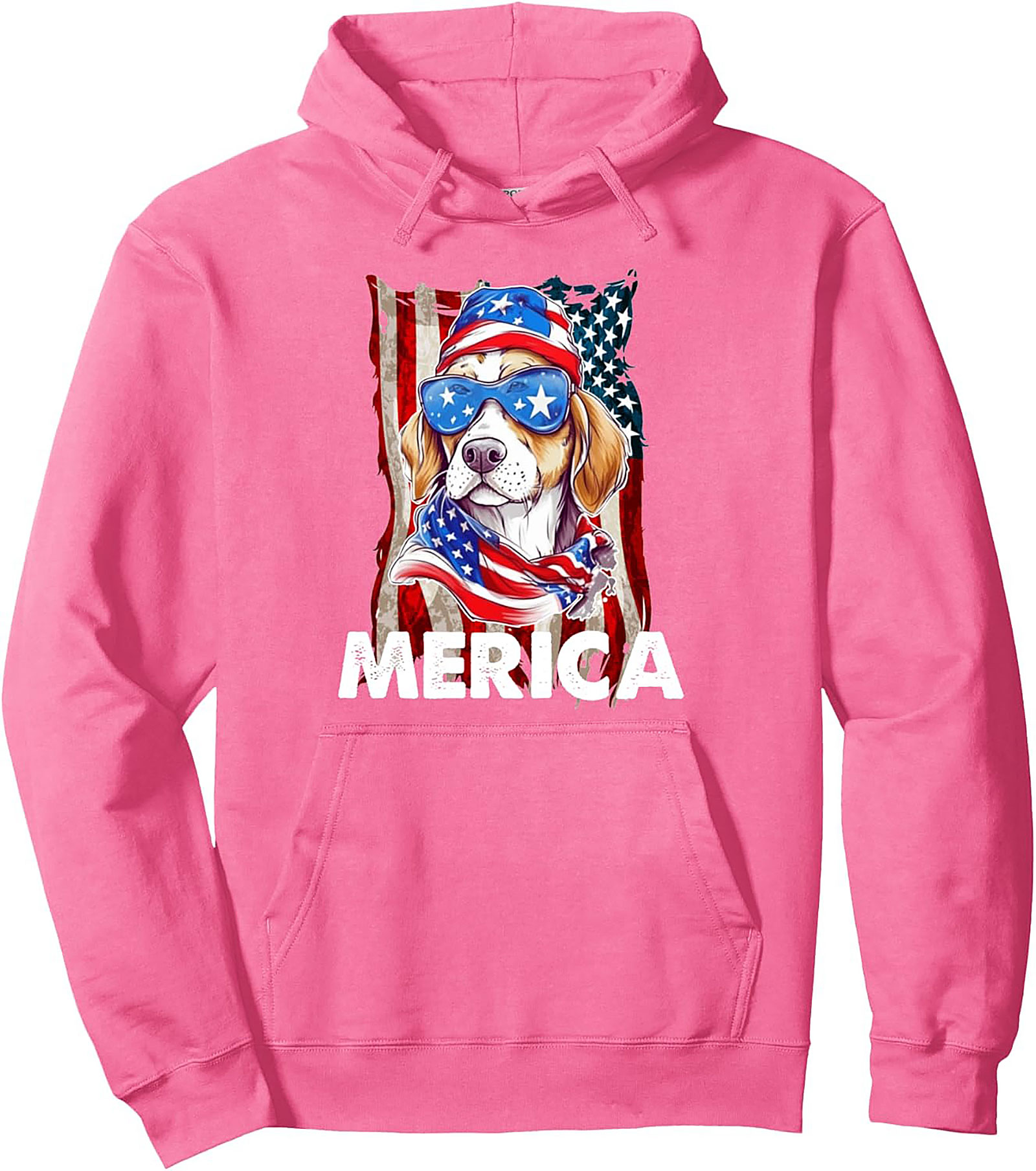 The Merica Patriotic Beagle Graphic Pullover Hoodie