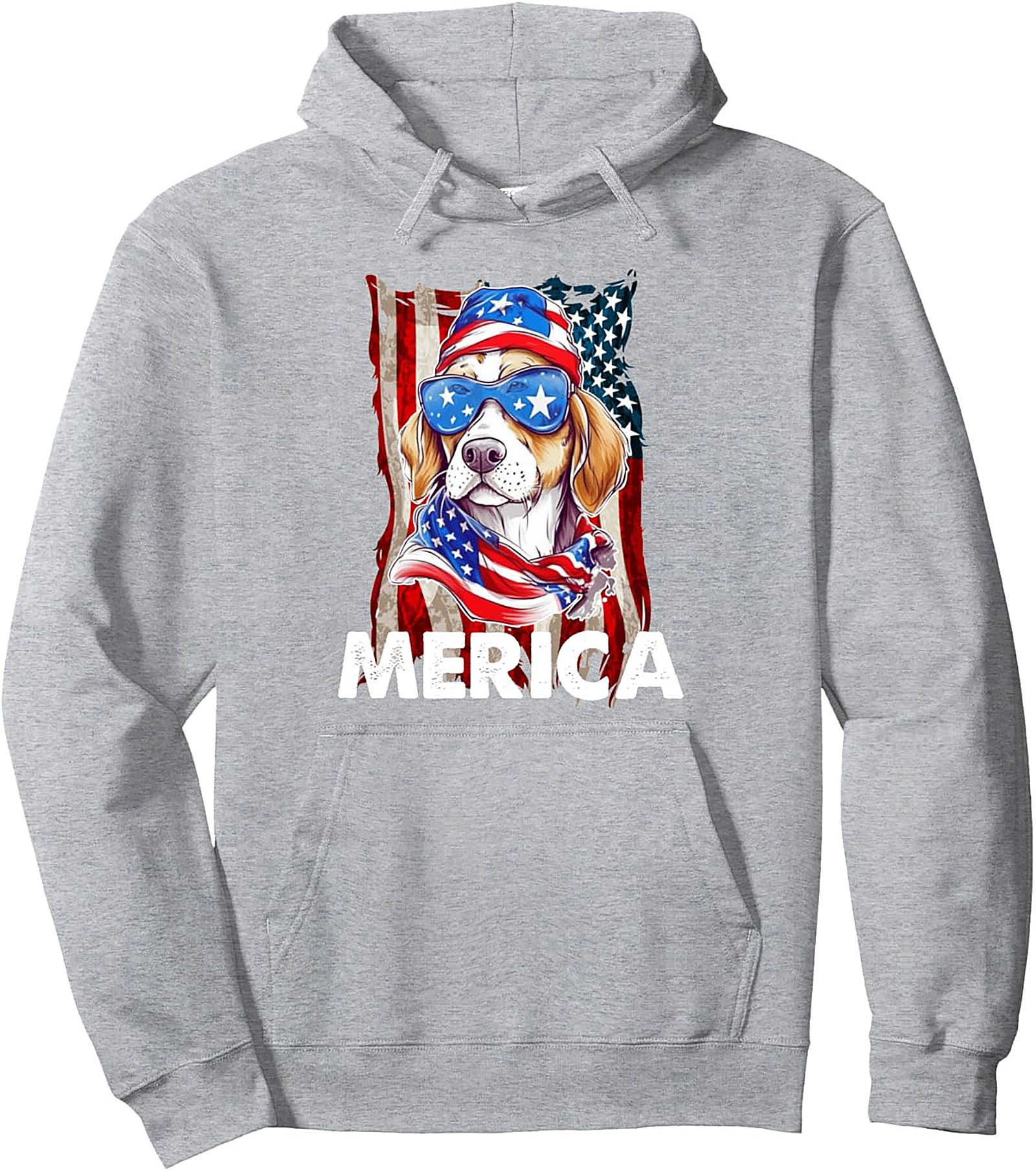The Merica Patriotic Beagle Graphic Pullover Hoodie