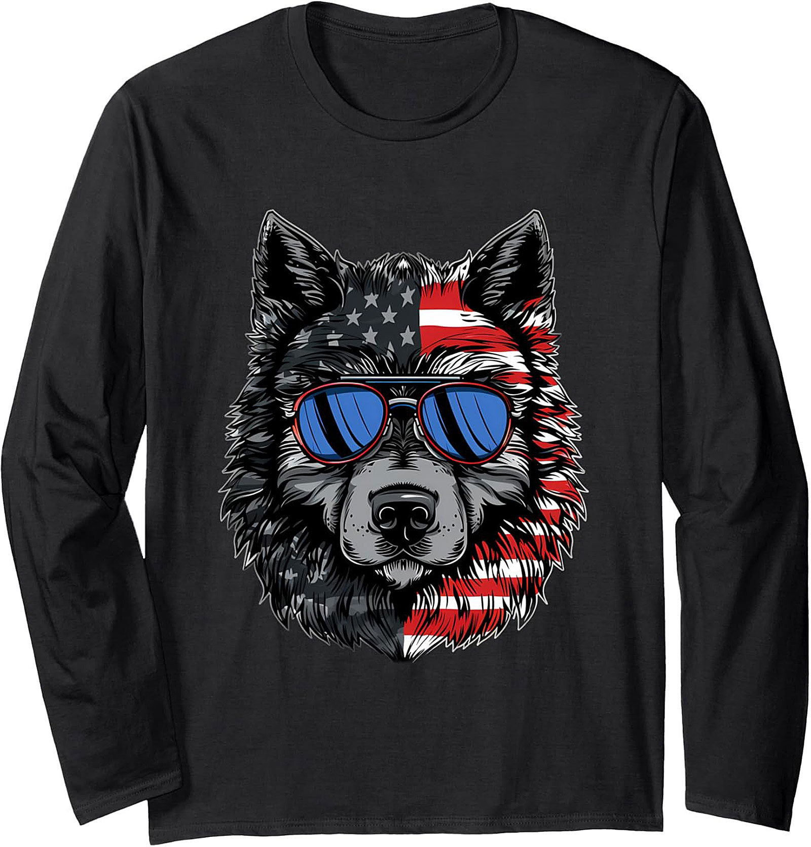 Patriotic Wolf Crewneck Sweatshirt | American Flag Pullover