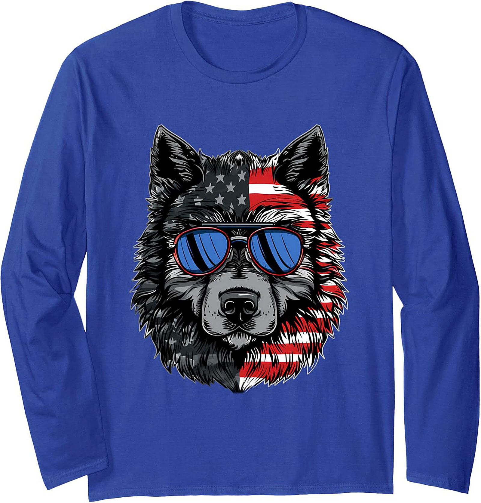 Patriotic Wolf Crewneck Sweatshirt | American Flag Pullover