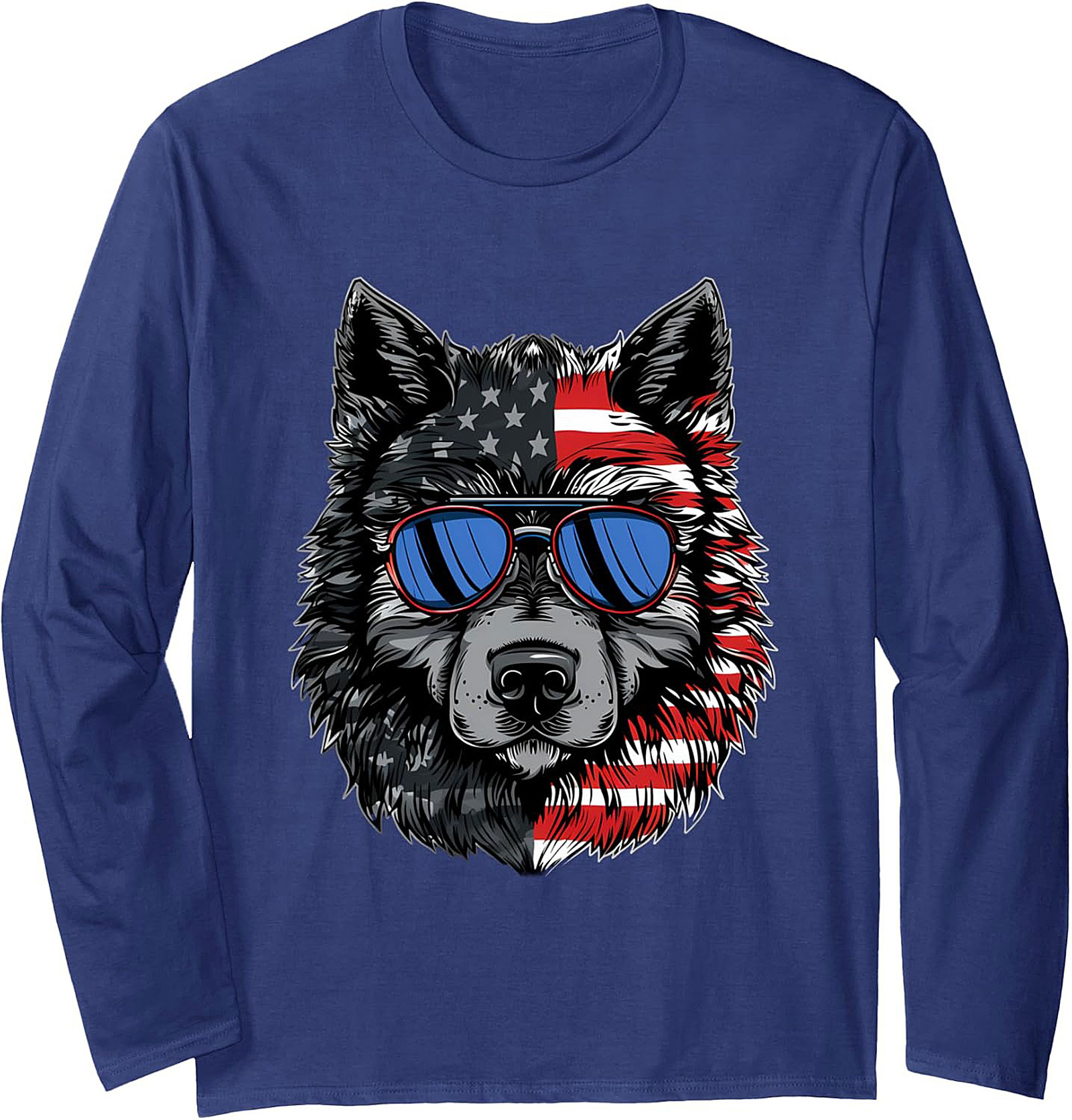 Patriotic Wolf Crewneck Sweatshirt | American Flag Pullover