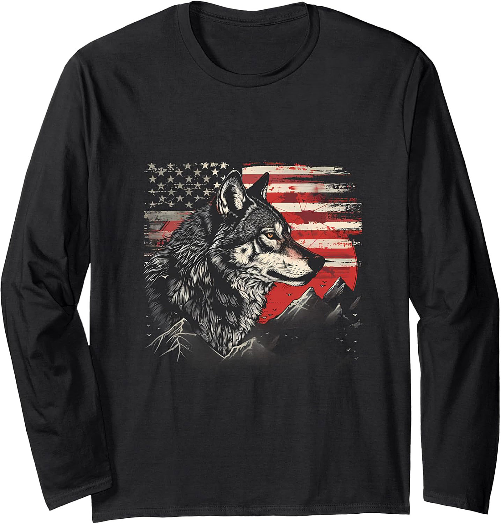 Patriotic Wolf Crewneck Sweatshirt | American Flag Pullover