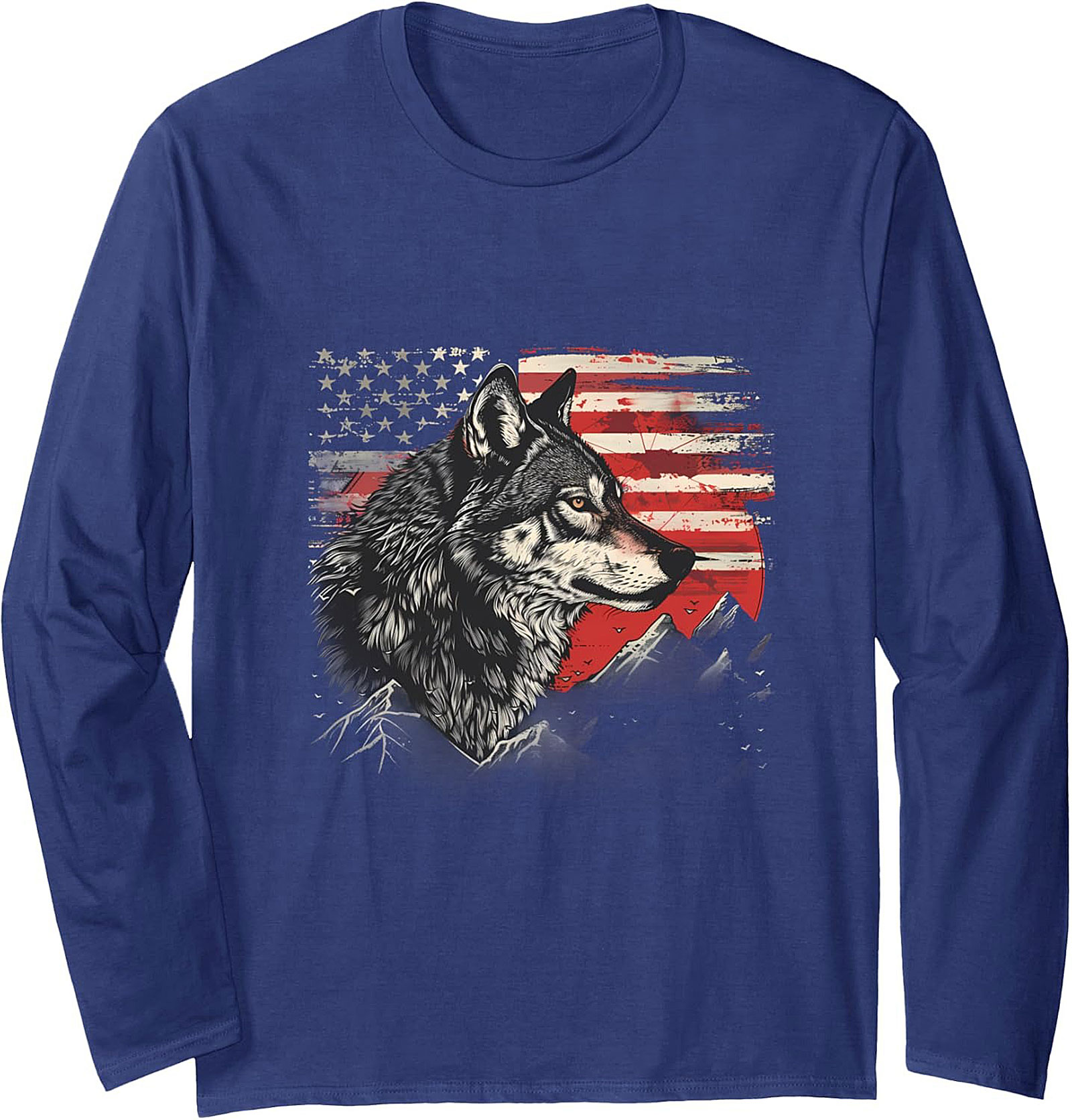 Patriotic Wolf Crewneck Sweatshirt | American Flag Pullover